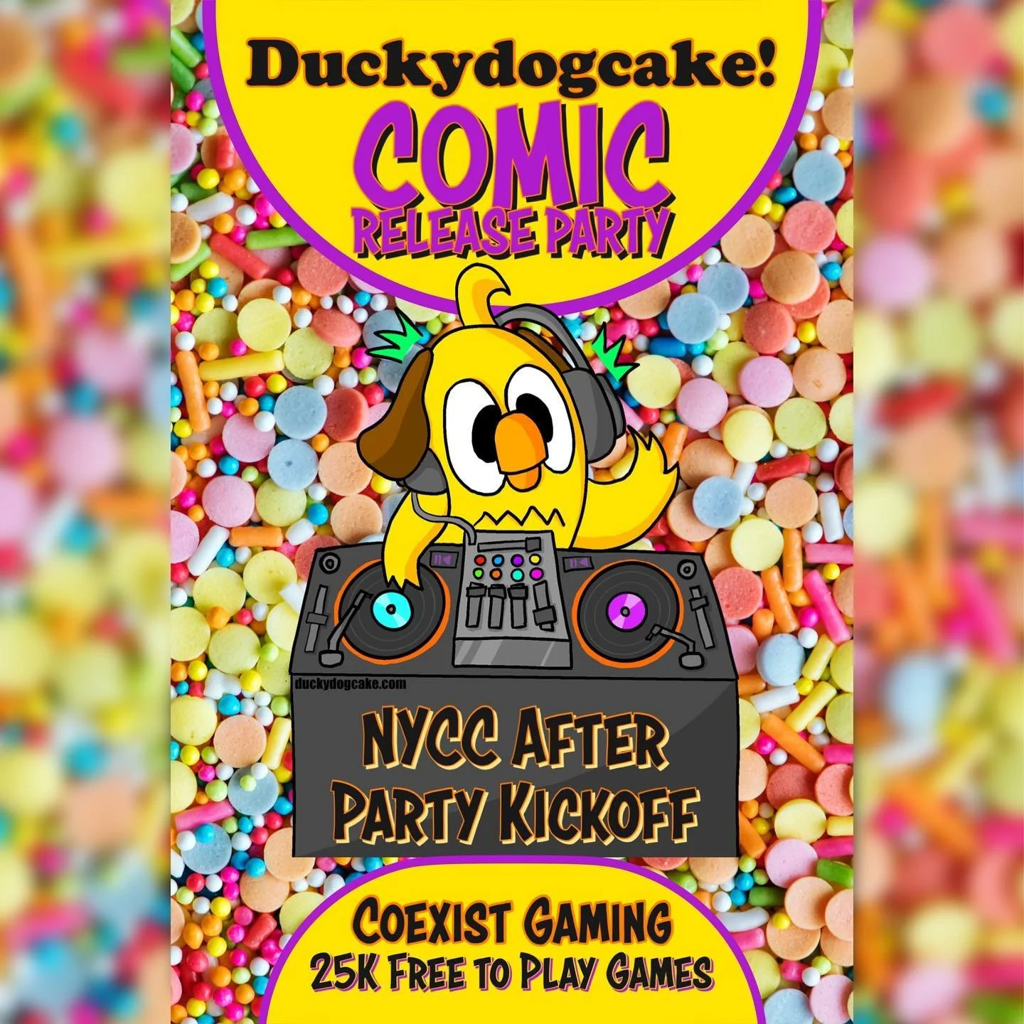 Come party with us at @coexistgaming 🪩🎮
#cartoon #nycc #nycc2023 #coexistgaming #afterparty #nyccafterparty #comics #duckydogcake #duck #art #indiecomic #indiecomics #comic