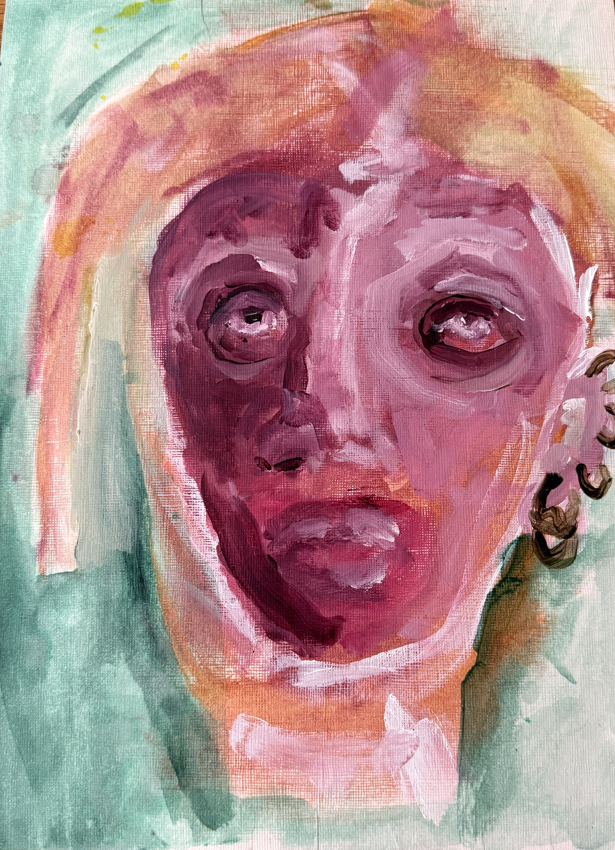 Portrait, acrylic on canvas paper - 2 sided (back side).