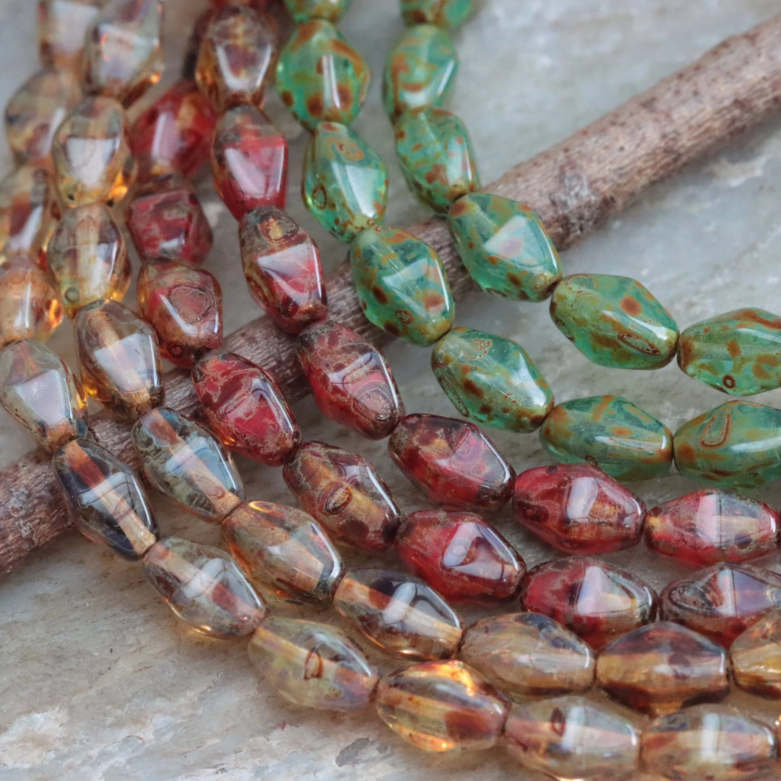 Czech Glass Picasso Bicone Beads 8x6mm