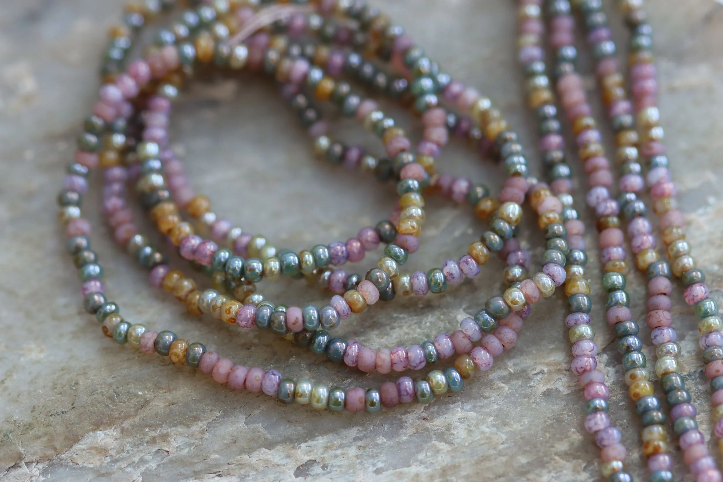 Cherry Blossom 10/0 Czech Glass Aged Picasso Seed Beads Mix