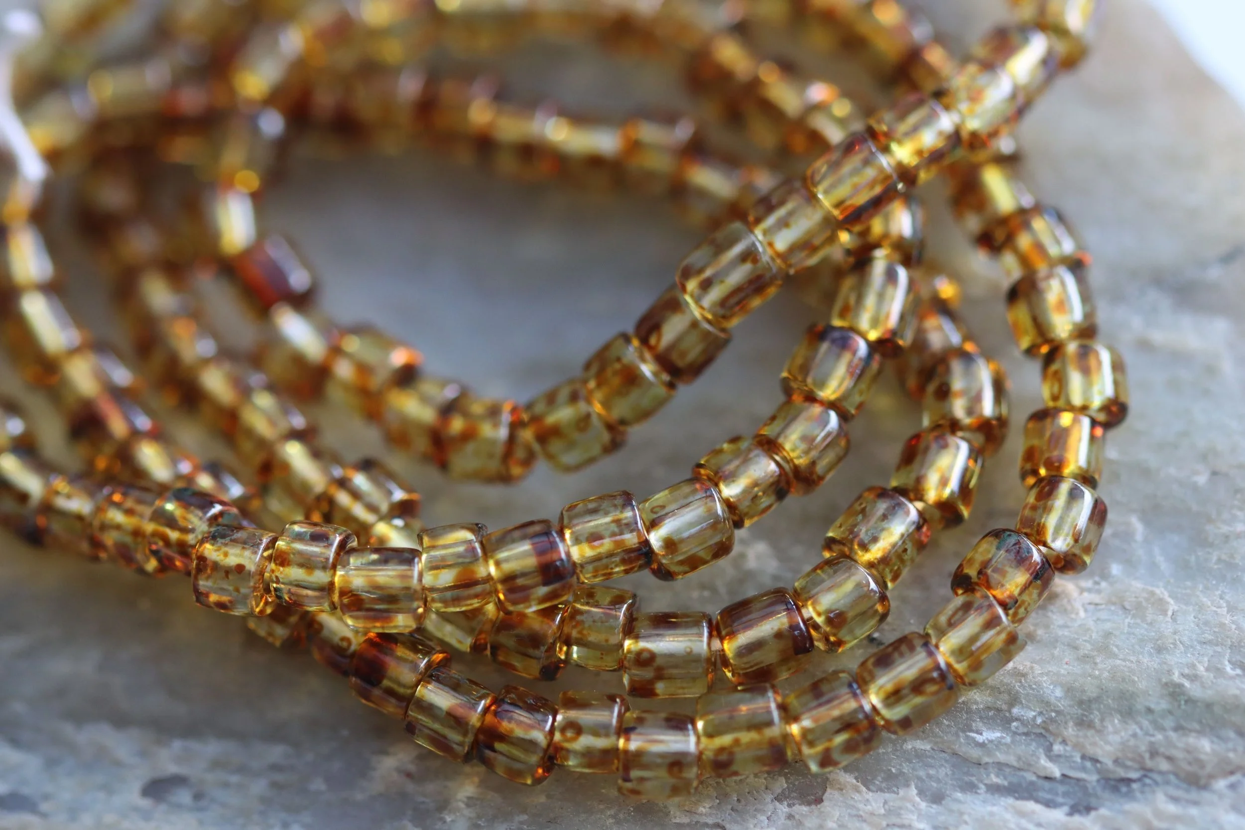 Crystal Picasso 6/0 Czech Glass Aged Picasso Bugle Beads