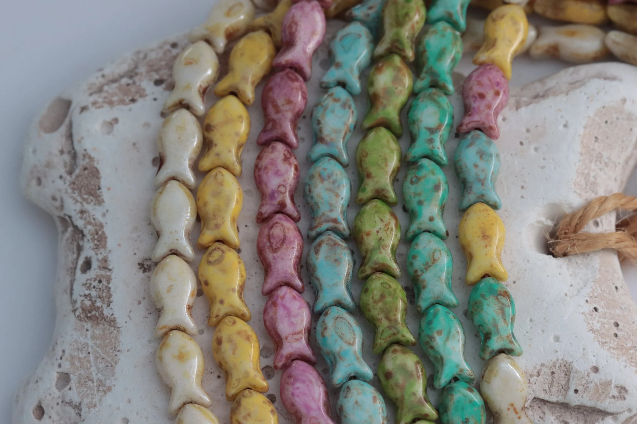 Czech Glass Colourful Tiny Fish Beads 10x6mm