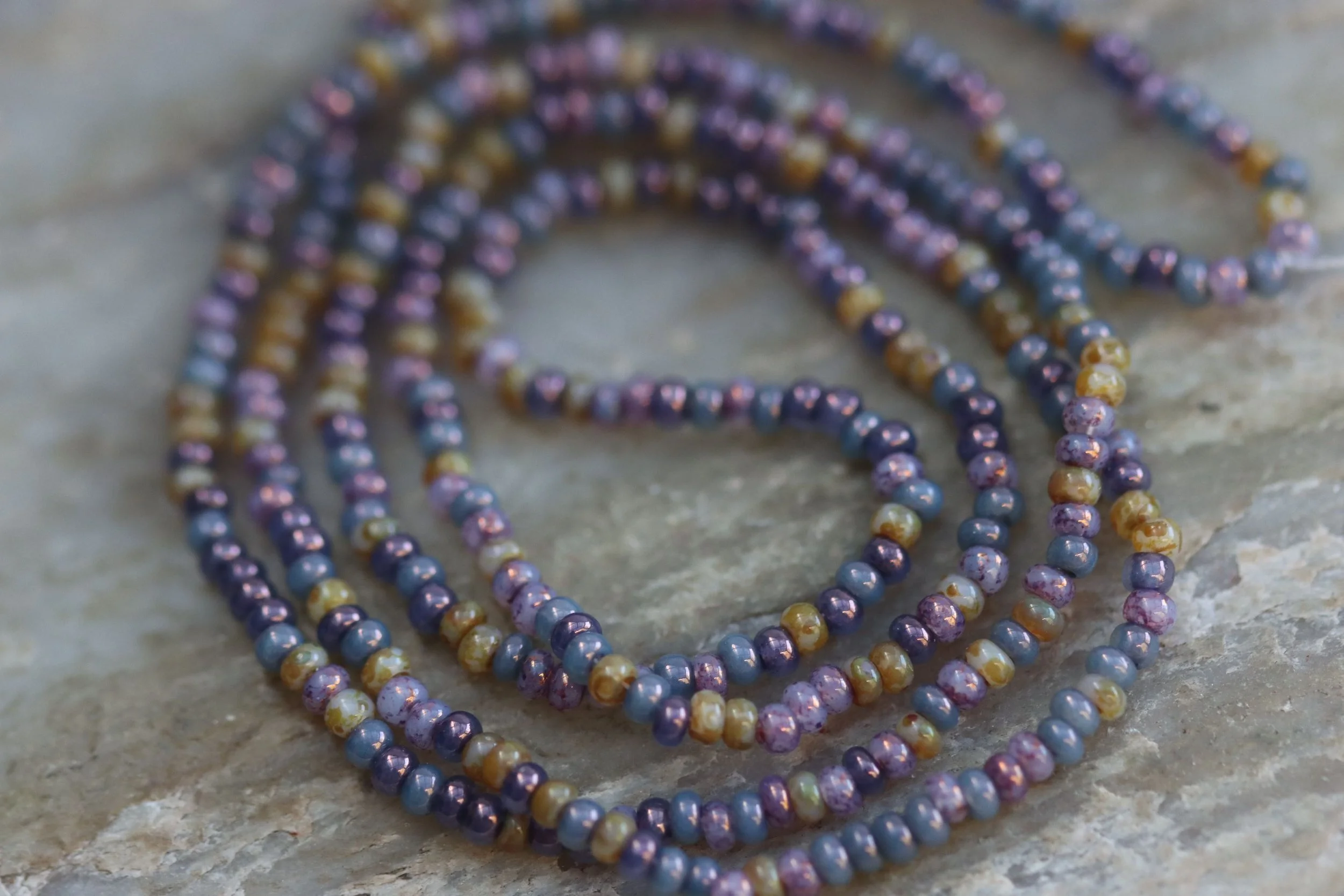 Violet Meadow 10/0 Czech Glass Aged Picasso Seed Beads Mix