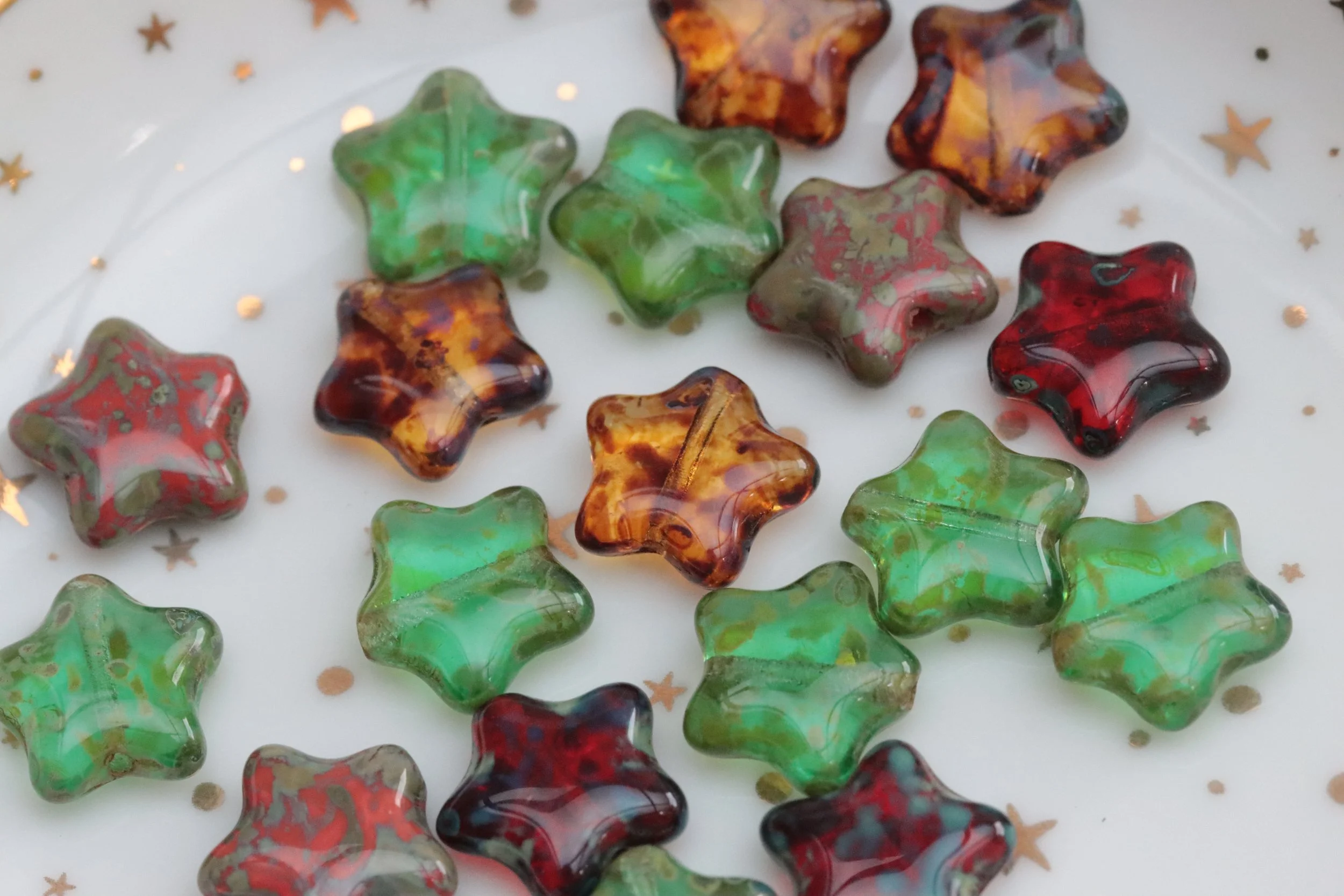Czech Glass Picasso Star Bead Mix 12mm