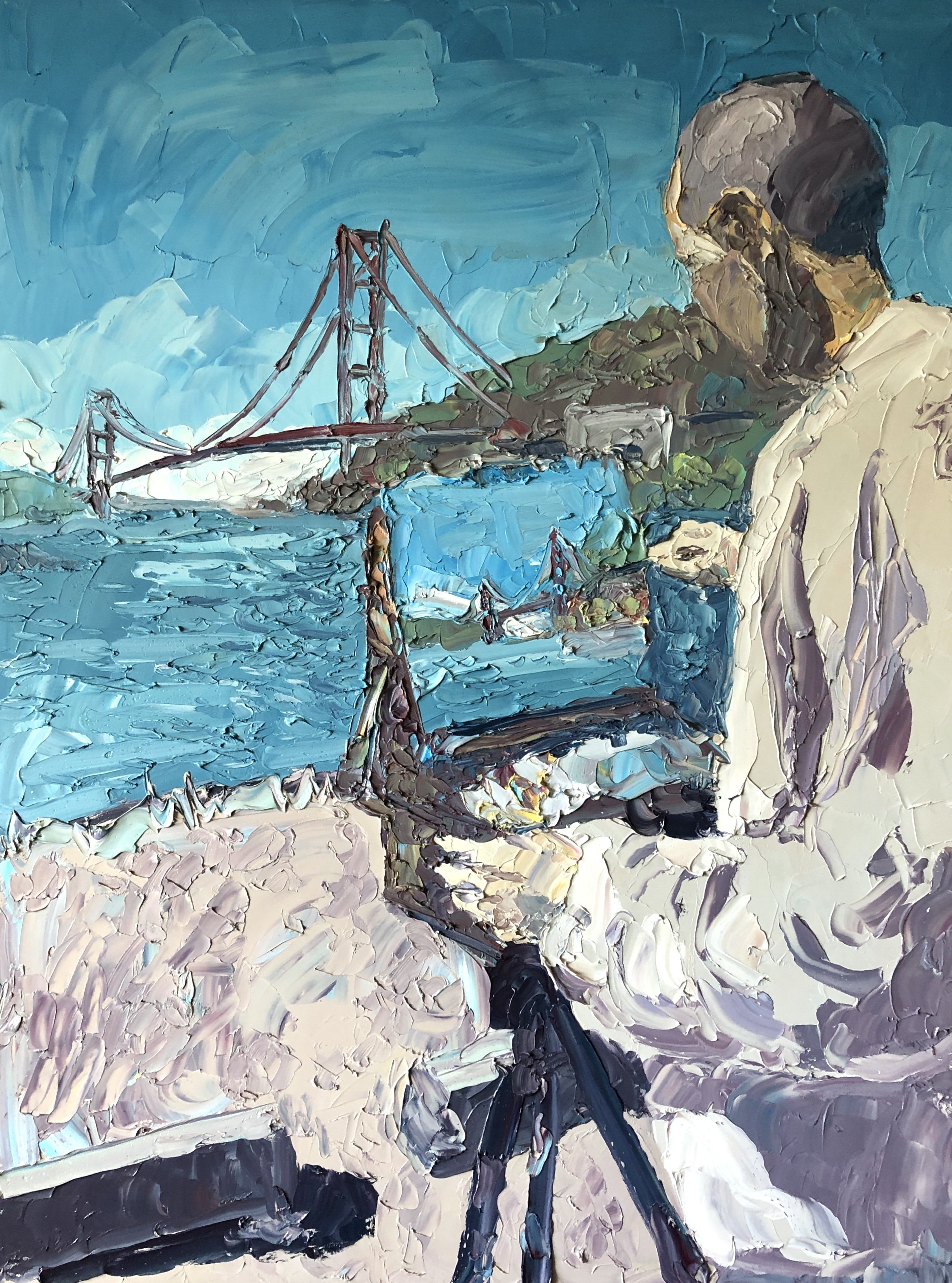 "Over the Shoulder at Cavallo Point," 36"x48," Watersoluble oil