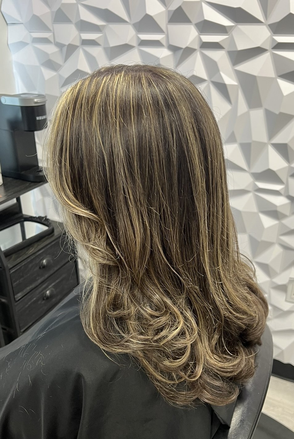 AFTER- refreshed face framing layers while adding internal layers for better manageability and strategic highlights for grey blending