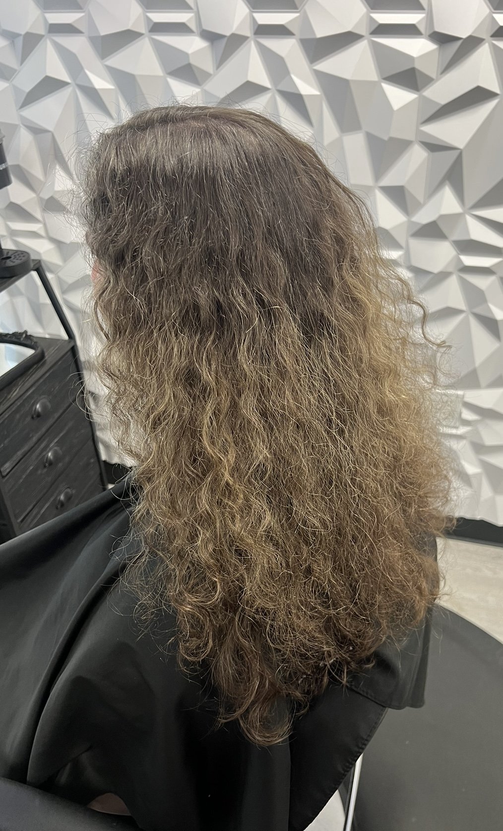 BEFORE- over a year since her last visit to a salon