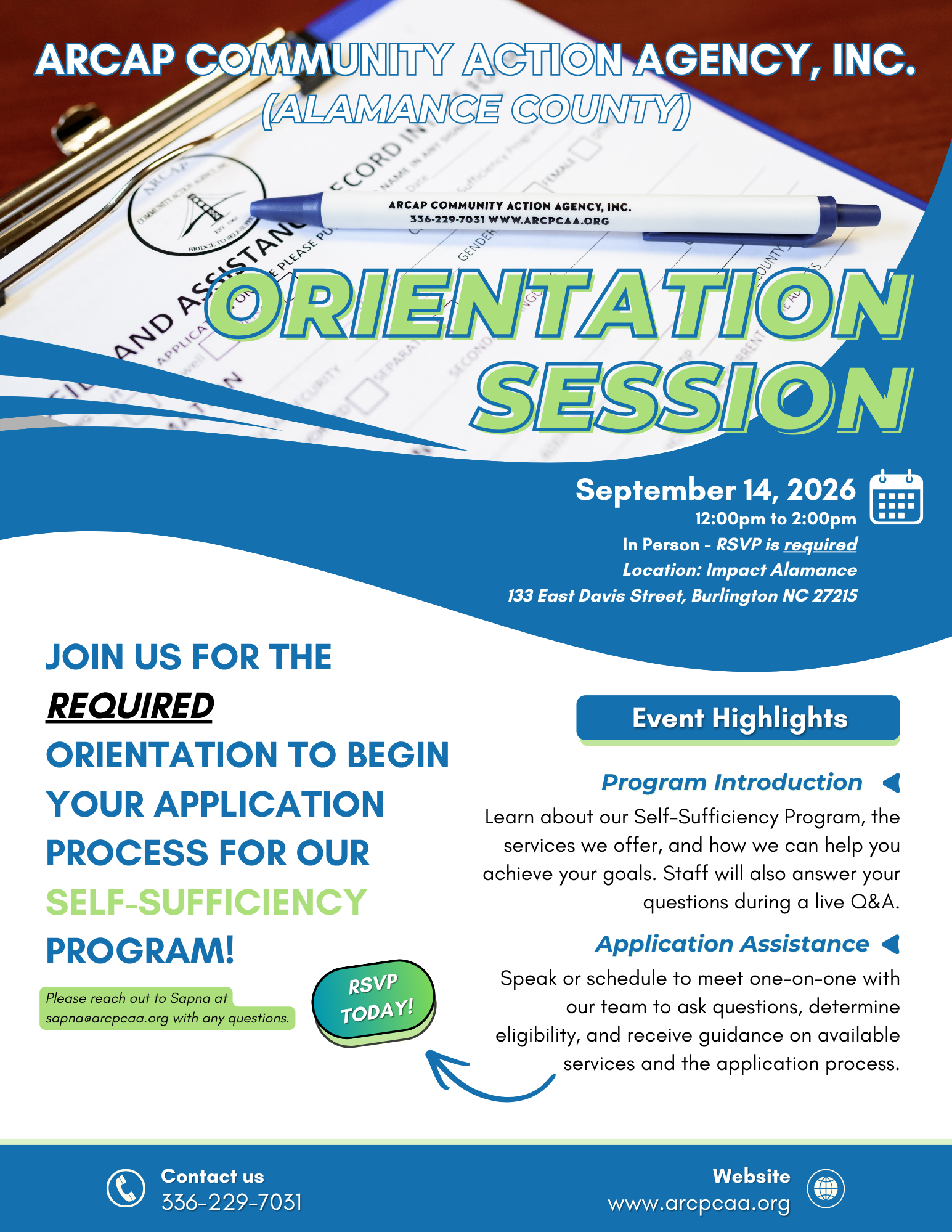 CSBG Self Sufficiency Program Orientation (Alamance) 