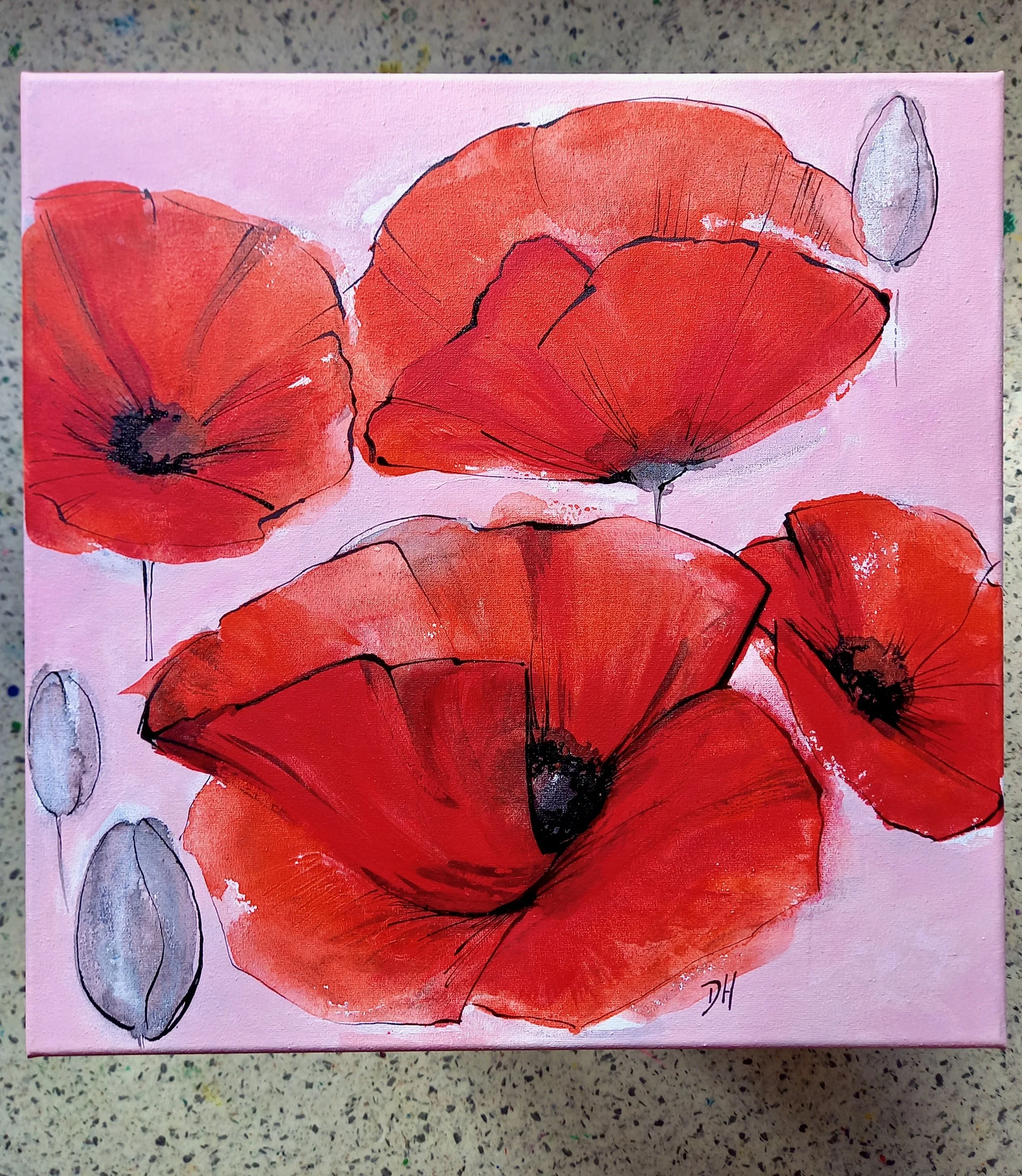 "Mohn" Acryl Canvas 40x40