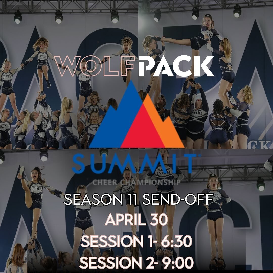 Join us in sending off our Summit Teams to Disney next week! #allstarcheer #allaboutthepack #wolfpack #Summit #maketheclimb #Sterling #Sassy #Fierce #Sapphire #Steel #CodeBlack