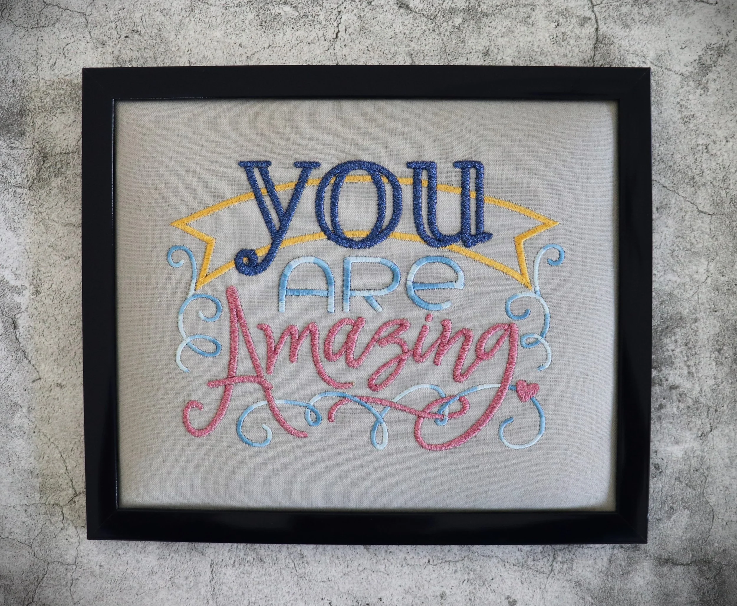 "You Are Amazing" Embroidery Wall Art