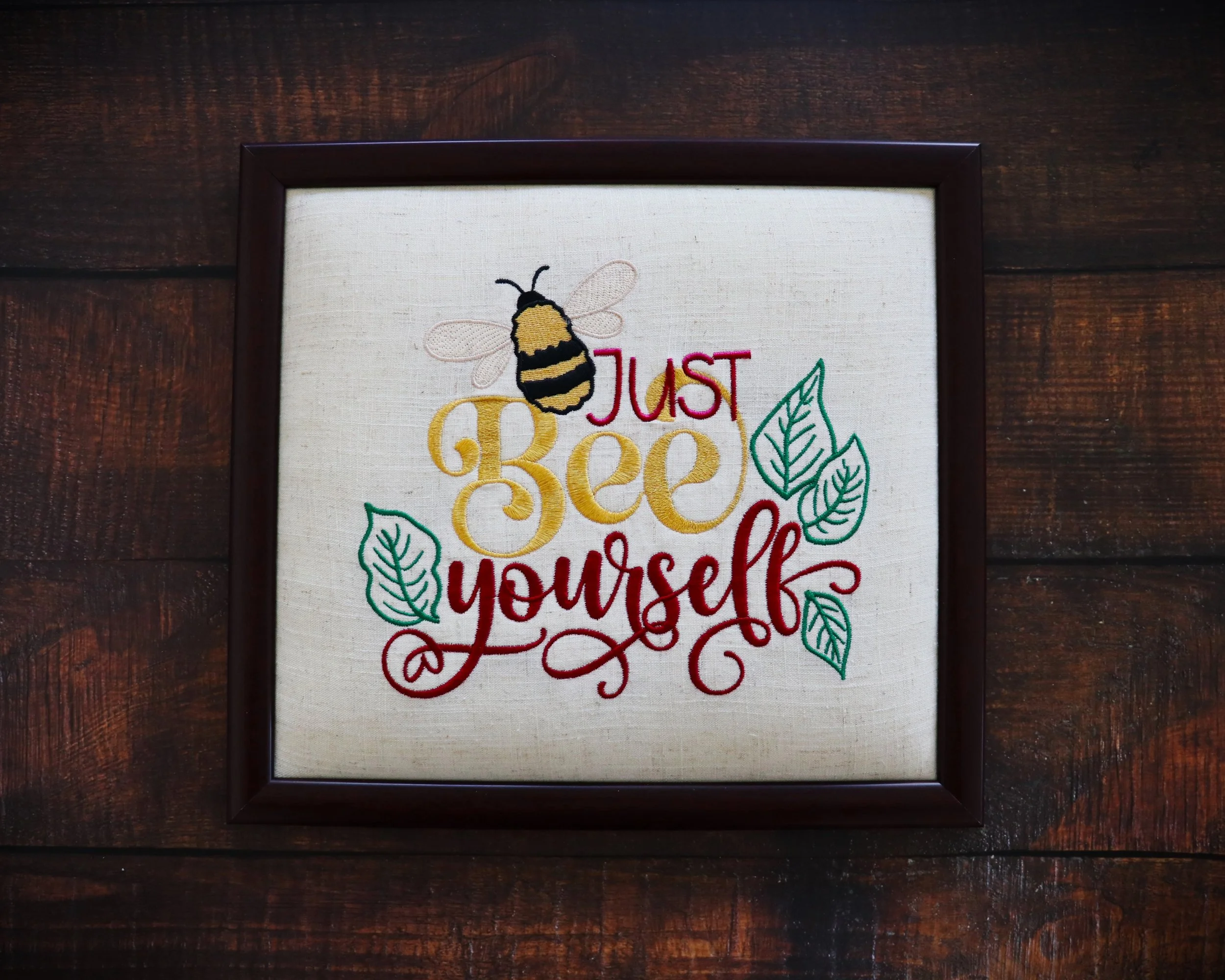 "Just Bee Yourself" Embroidery Wall Art