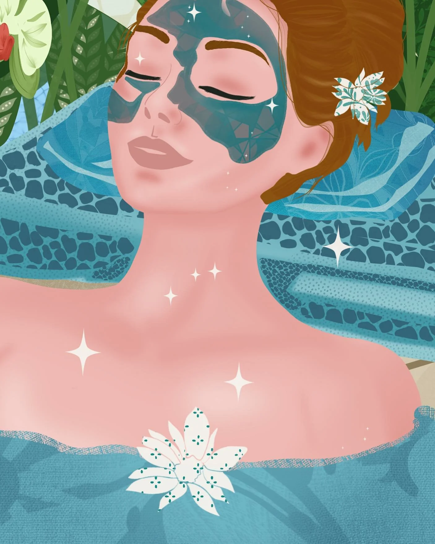 A day at the spa #summer #illustration #spa #patterndesign #tropical 🌸🌸
