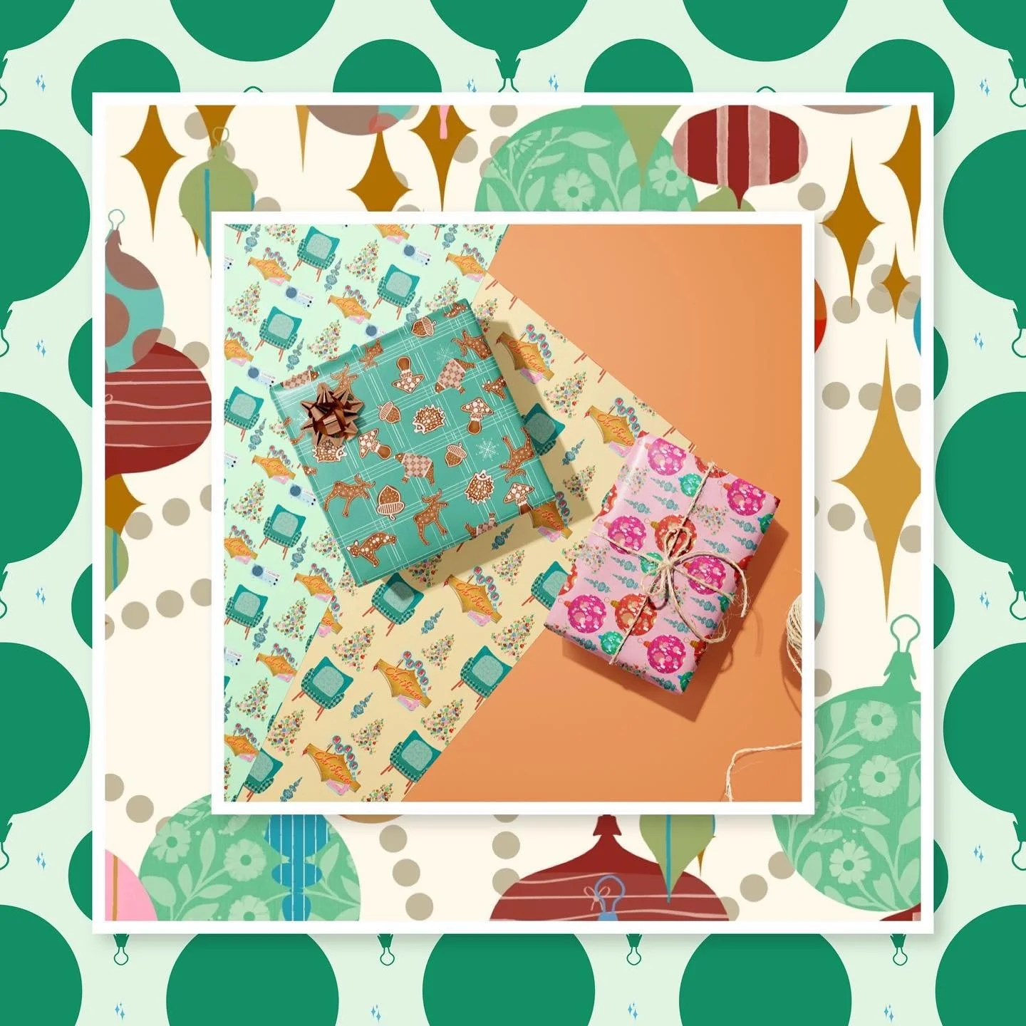 #xmas #midcenturydesign #midcentury #vintage #illustration #patterndesign all this for my new mid century xmas collation 🌴🍾