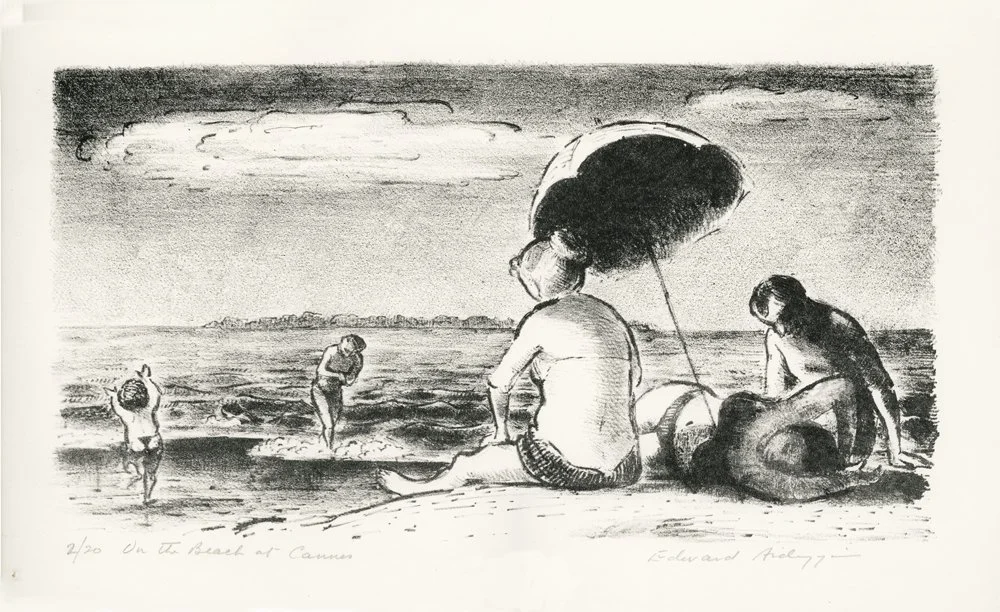 On the Beach at Cannes LITHOGRAPH v. quen,1
