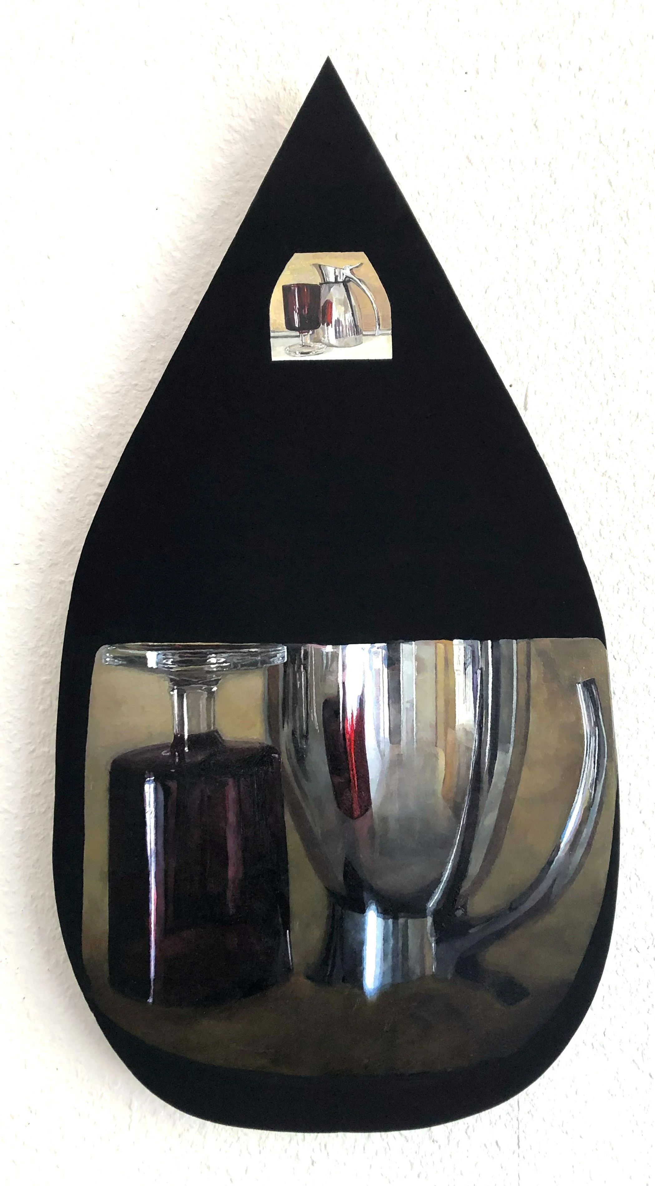 "Reflexion I", 70 x 36 cm, Öl, Mineralfarbe auf Holz, 2025
