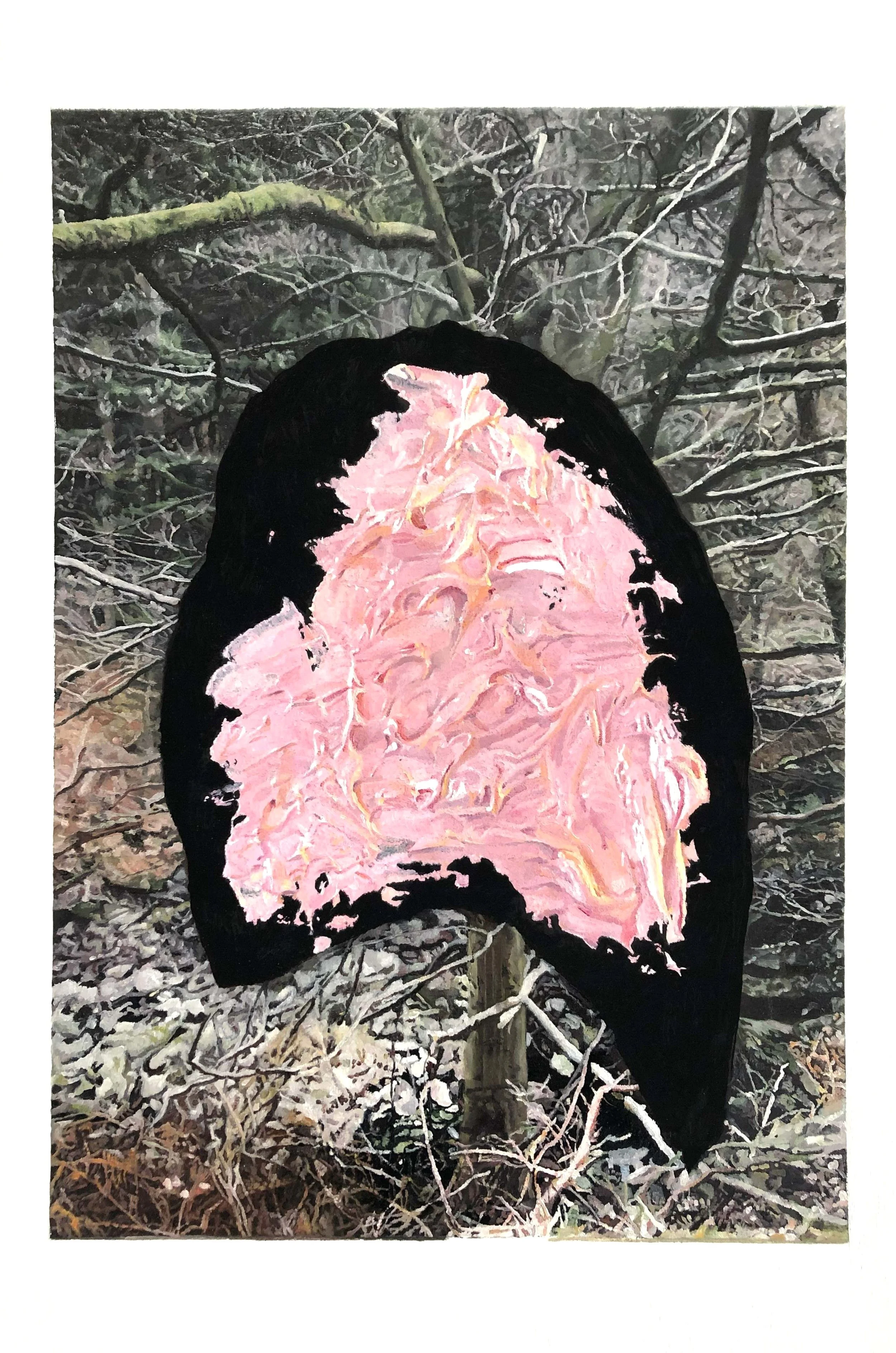 "Fleckchen I", 50 x 33 cm, Öl und Mineralfarbe auf Holz, 2026