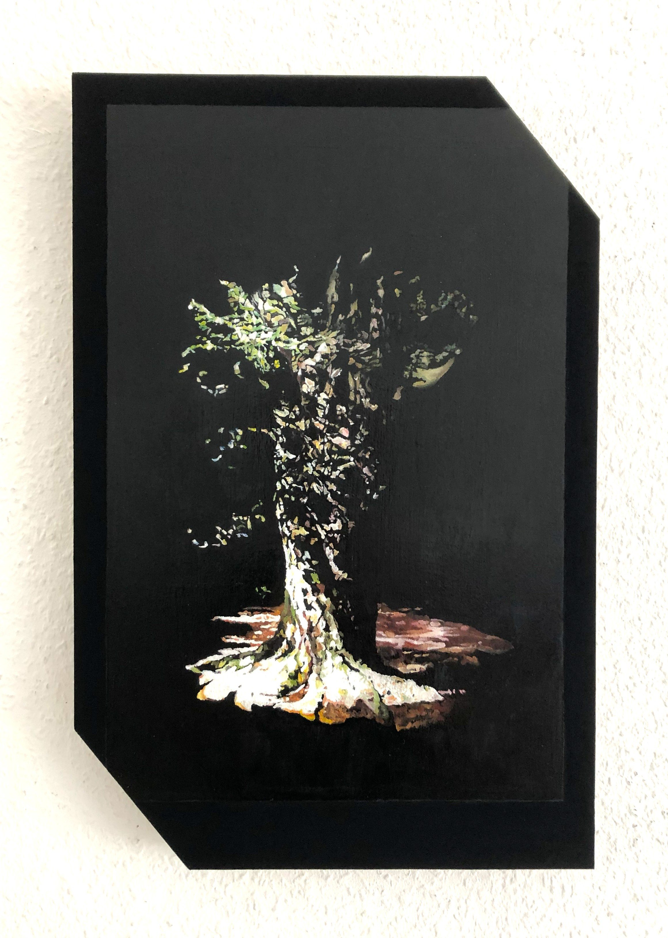 "Fleckchen II", 50 x 33 cm, Öl und Mineralfarbe auf Holz, 2026
