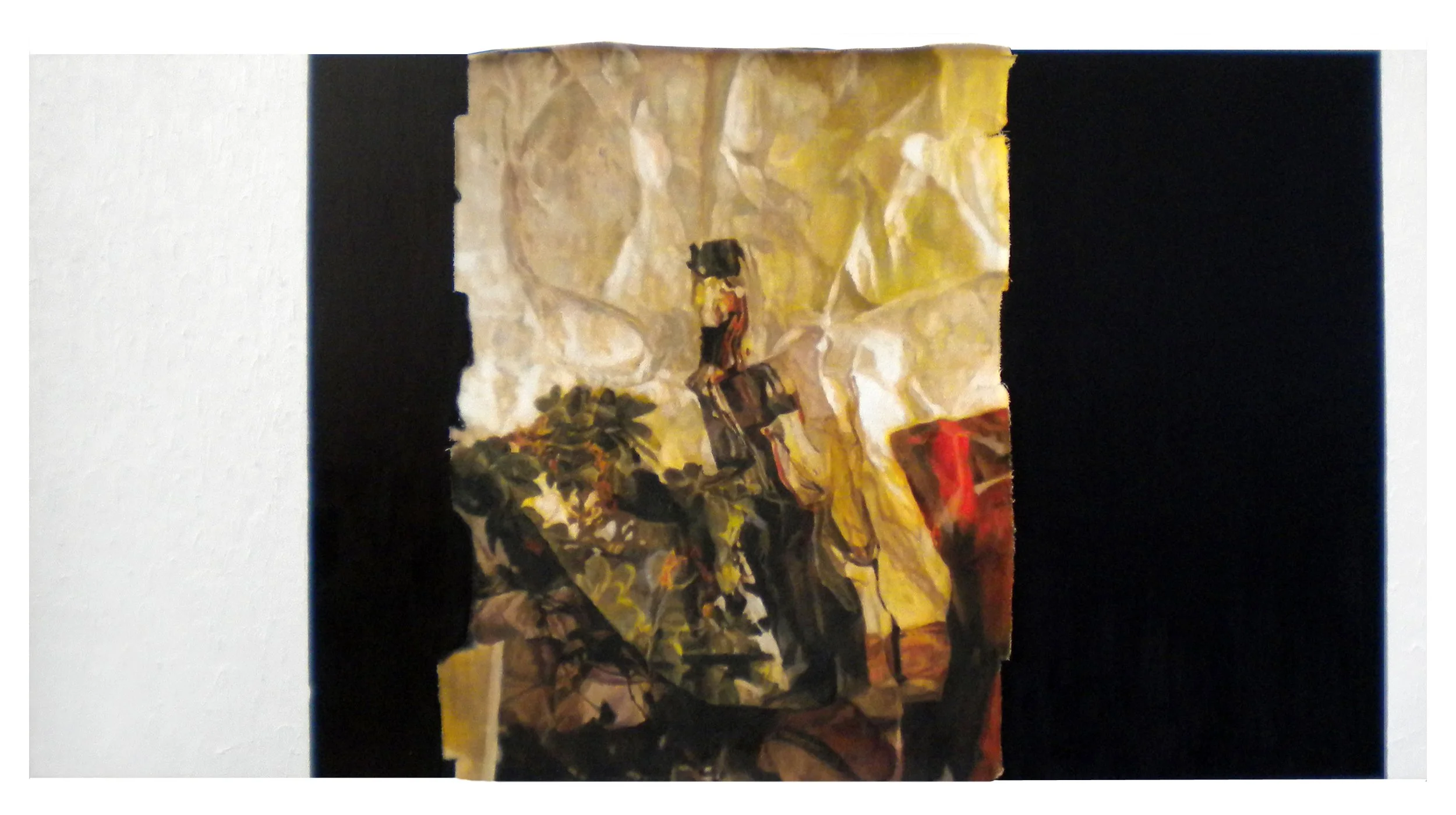 "Stillleben zerknittert",  50 x 100 cm, Öl auf Leinwand auf Holz, 2017