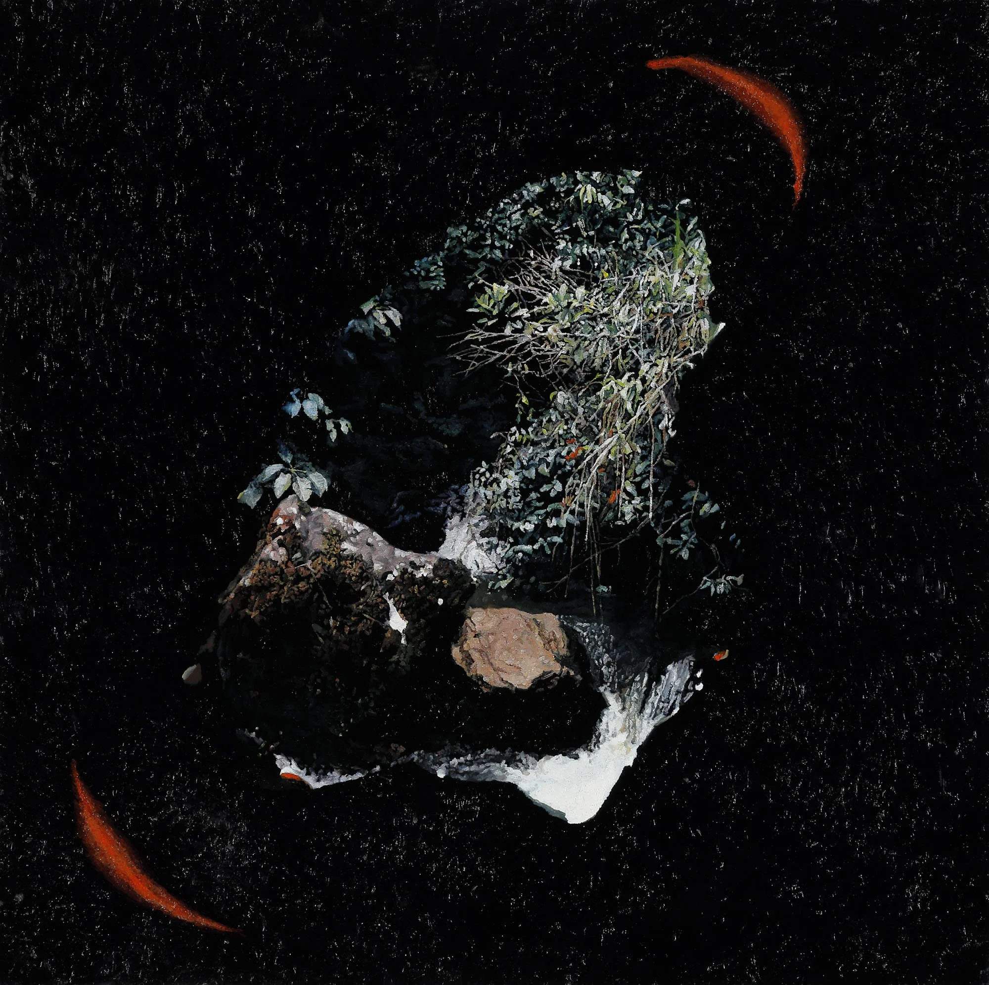 "Landschaftsform II (Bach)", 60 x 60 cm, Öl auf Holz, 2016