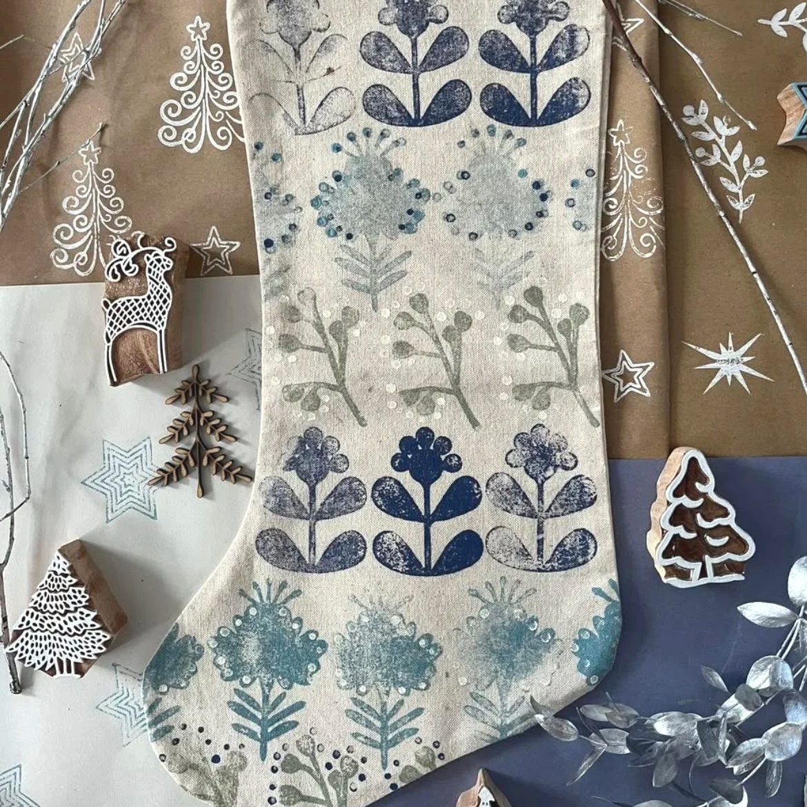Block Printed Christmas Stockings