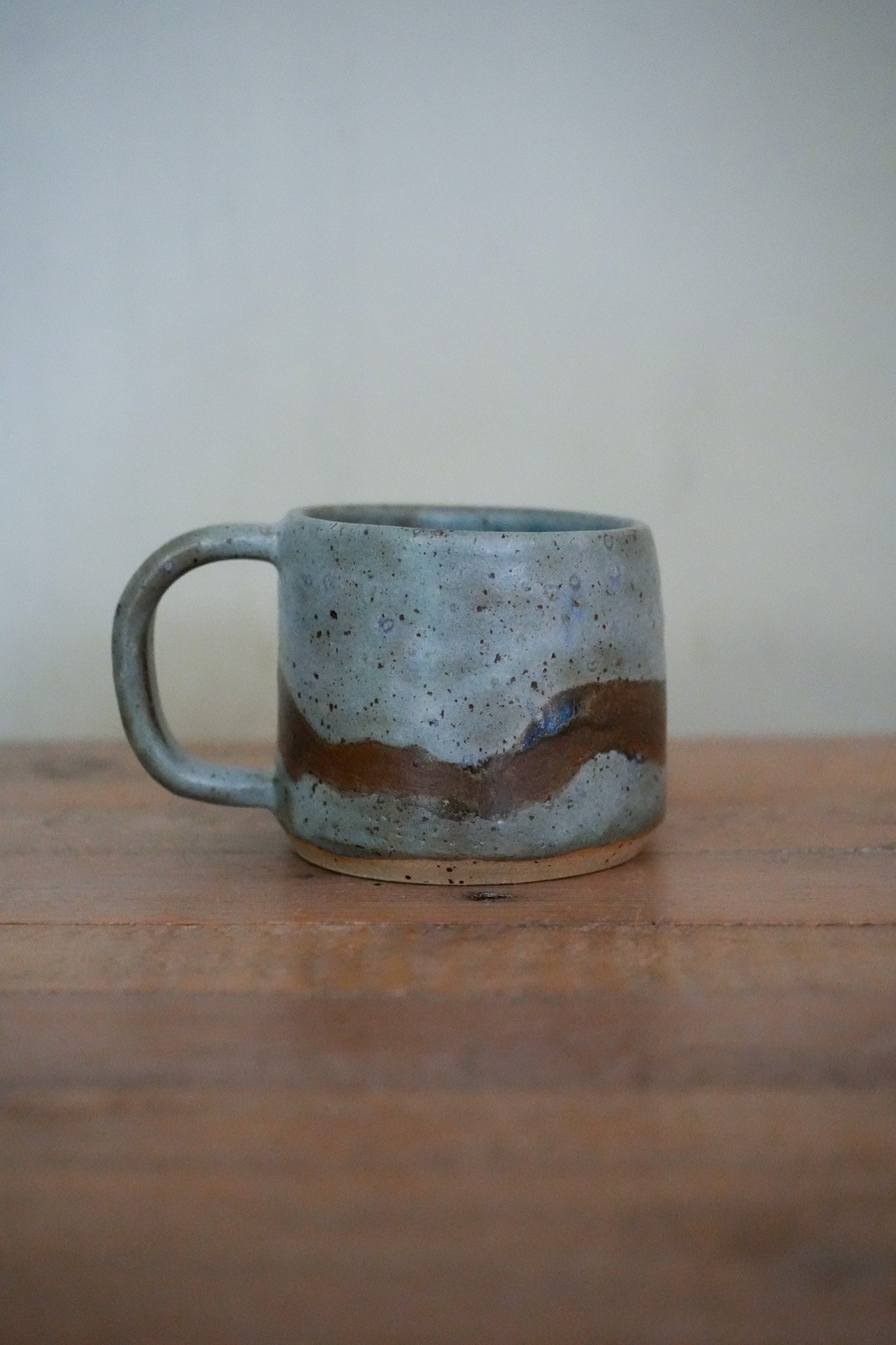 Small Striped Blue Speckled Mug 2