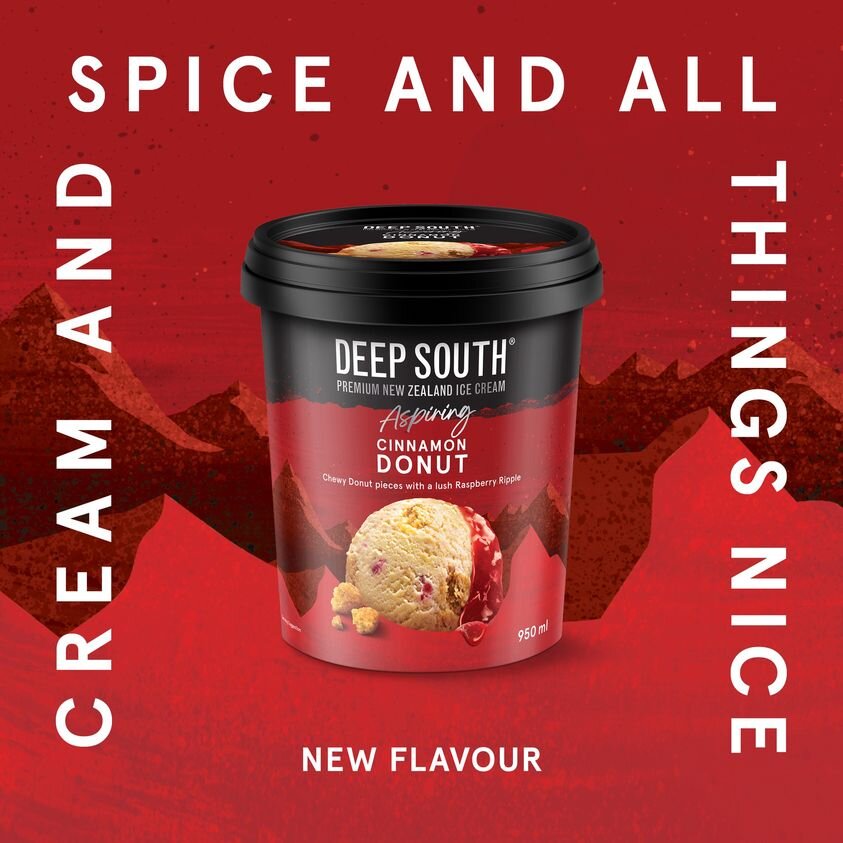 Want to try something new for NZ Ice Cream &amp; Gelato Week?

What about this creamy, spicy and sweet slice of heaven?

Award-winning ice cream maker @deepsouthicecream has created Cinnamon Donut ice cream, spicing up supermarket freezers near you s