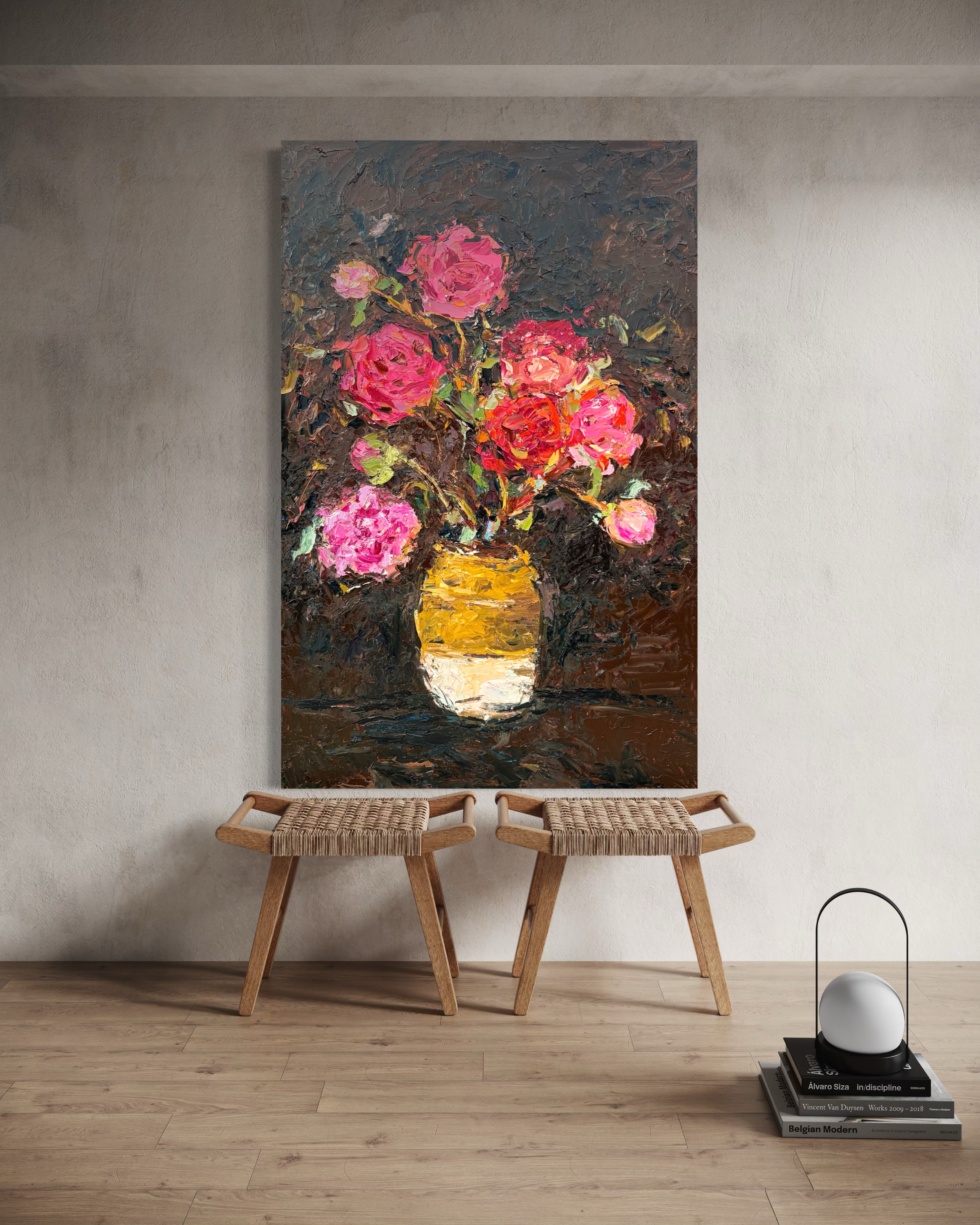 Peonies on a dark background
