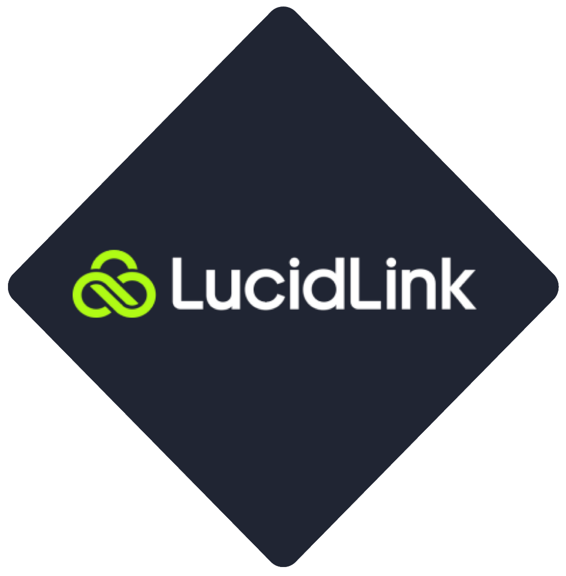 LucidLink logo with a green icon resembling an infinity symbol and the company name in white text on a dark background.