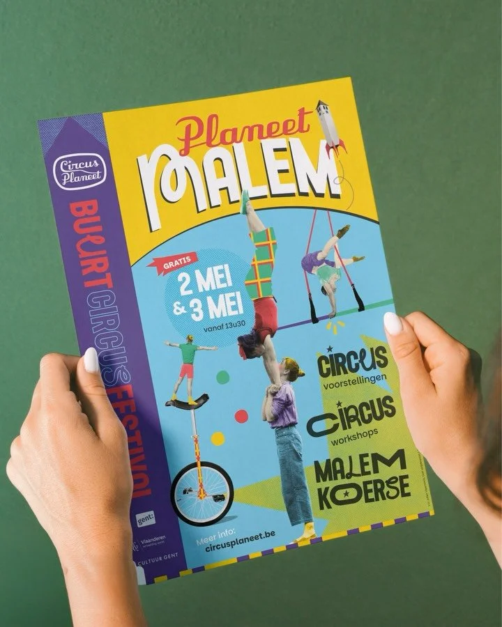 Planeet Malem van @circusplaneet gaat dit weekend door 🎪 
Dat betekent voor ons het eerste campagnebeeld in de nieuwe huisstijl. We kunnen niet wachten om jullie de volledige rebranding te tonen!! Stay tuneeeed 🤹🏻✨