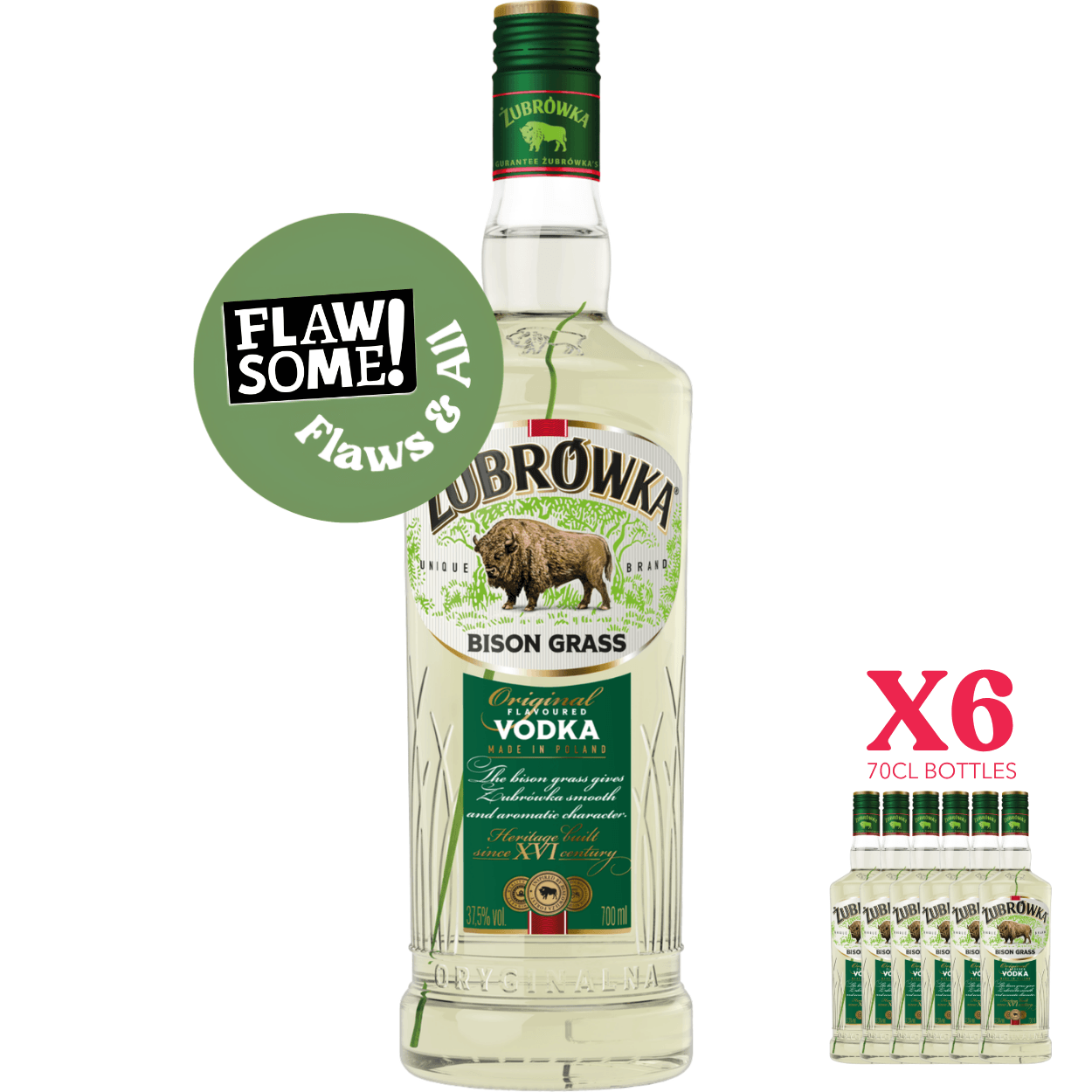 Zubrowka Bison Grass 70cl (37.5%) (Case of 6) - FLAWS & ALL