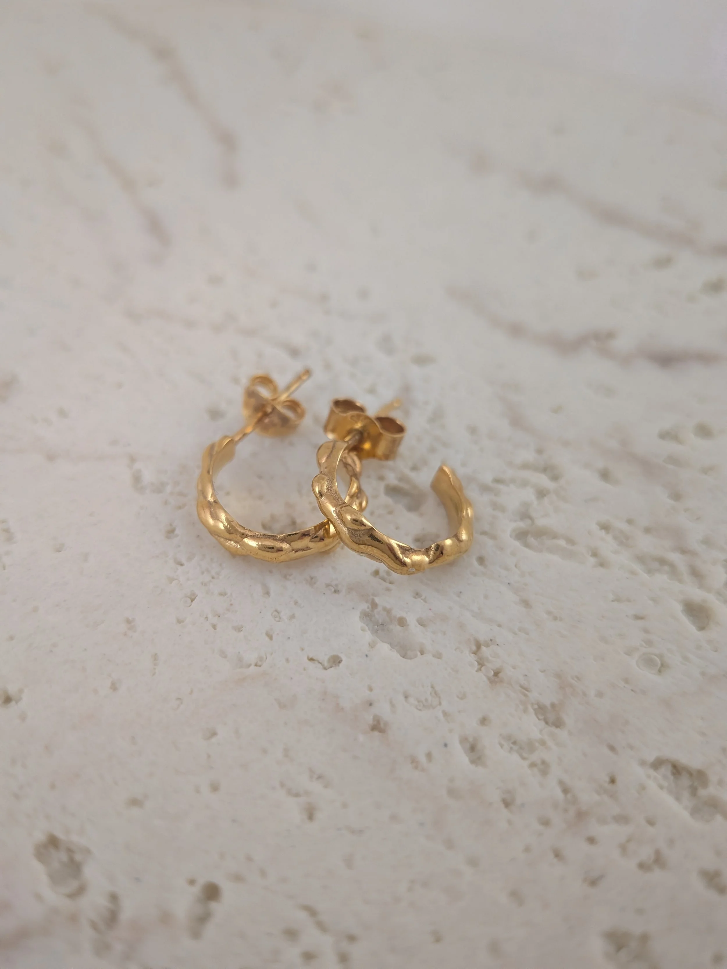 Water Ripple Small Hoop Earrings Gold Plated .jpg