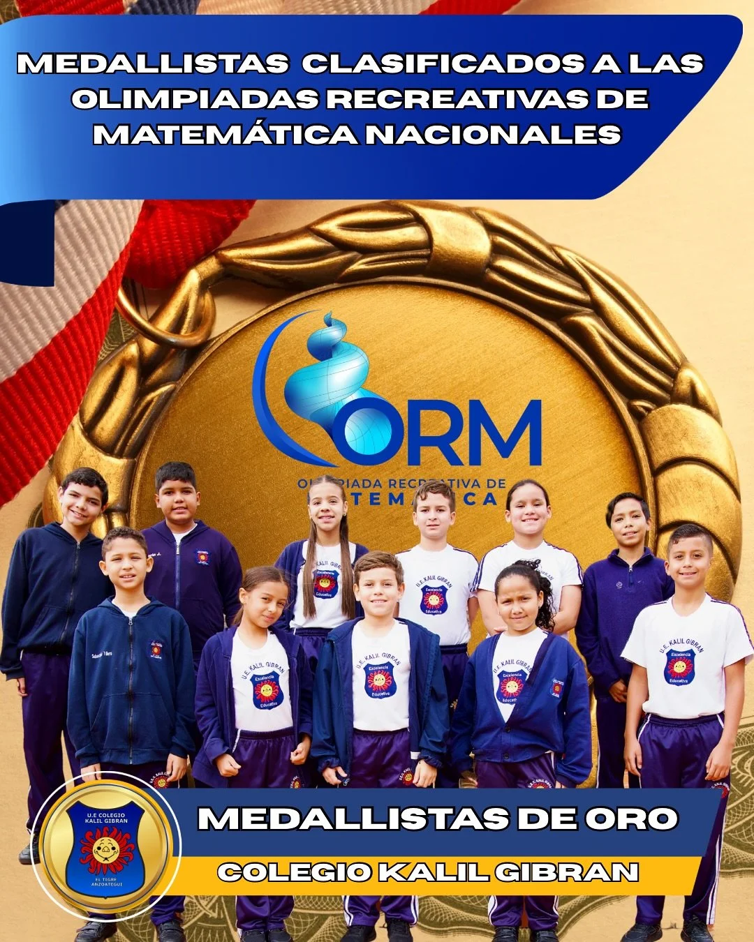 El Colegio Kalil Gibran se enorgullece de informar a toda la comunidad escolar que 32 de nuestros estudiantes de educaci&oacute;n b&aacute;sica clasificaron con medallas de oro (11), plata (17) y bronce (4) en las Olimpiadas Recreativas de Matem&aacu