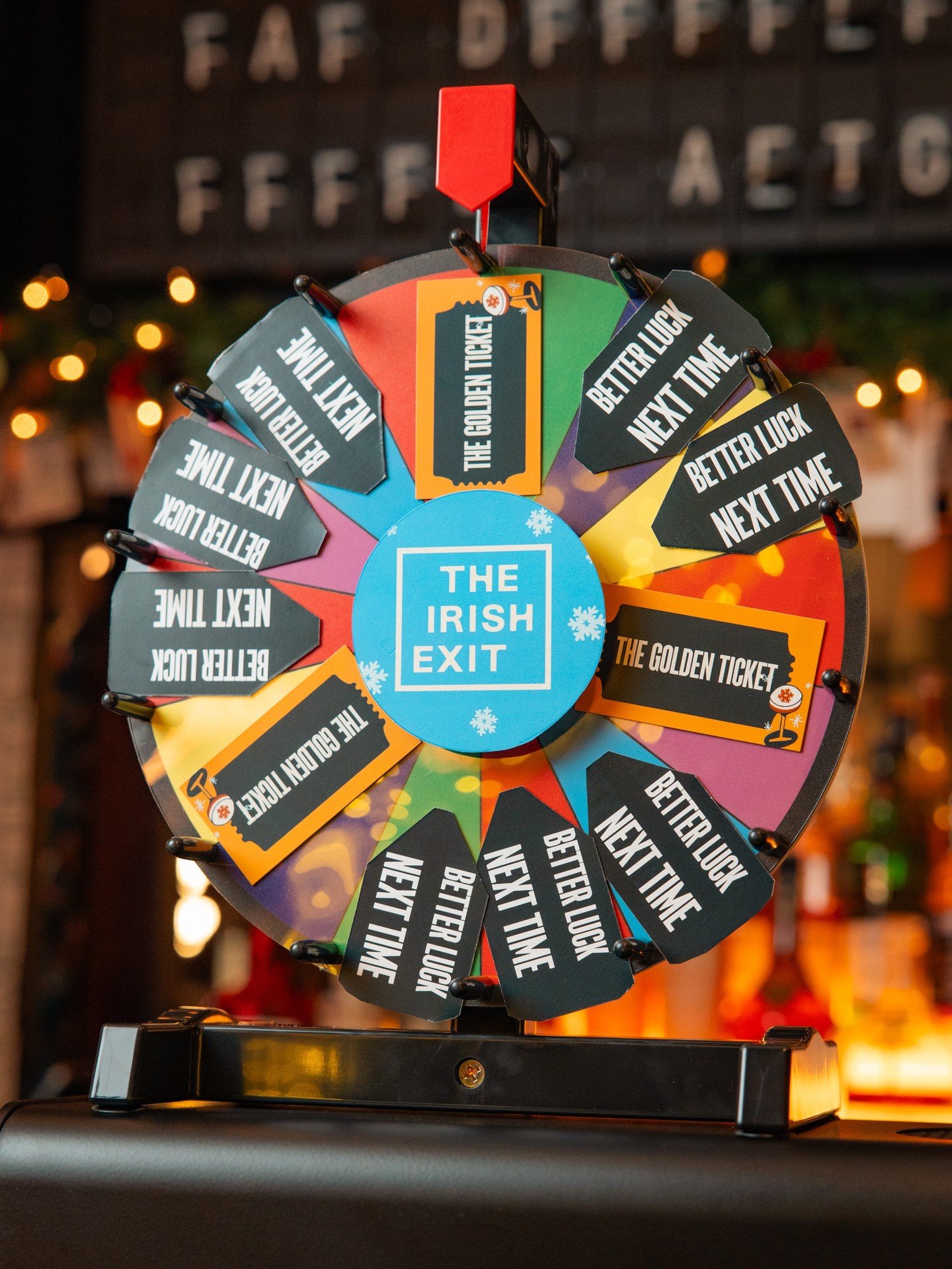 You've gotta ask yourself one question: 'Do I feel lucky?' Well, do ya, punk?

Every Tuesday &amp; Friday in December, from 12pm - 3pm, the wheel comes out. Order the Golden Ticket drink and take your shot at bar tabs, Irish Coffees, merch, and a few