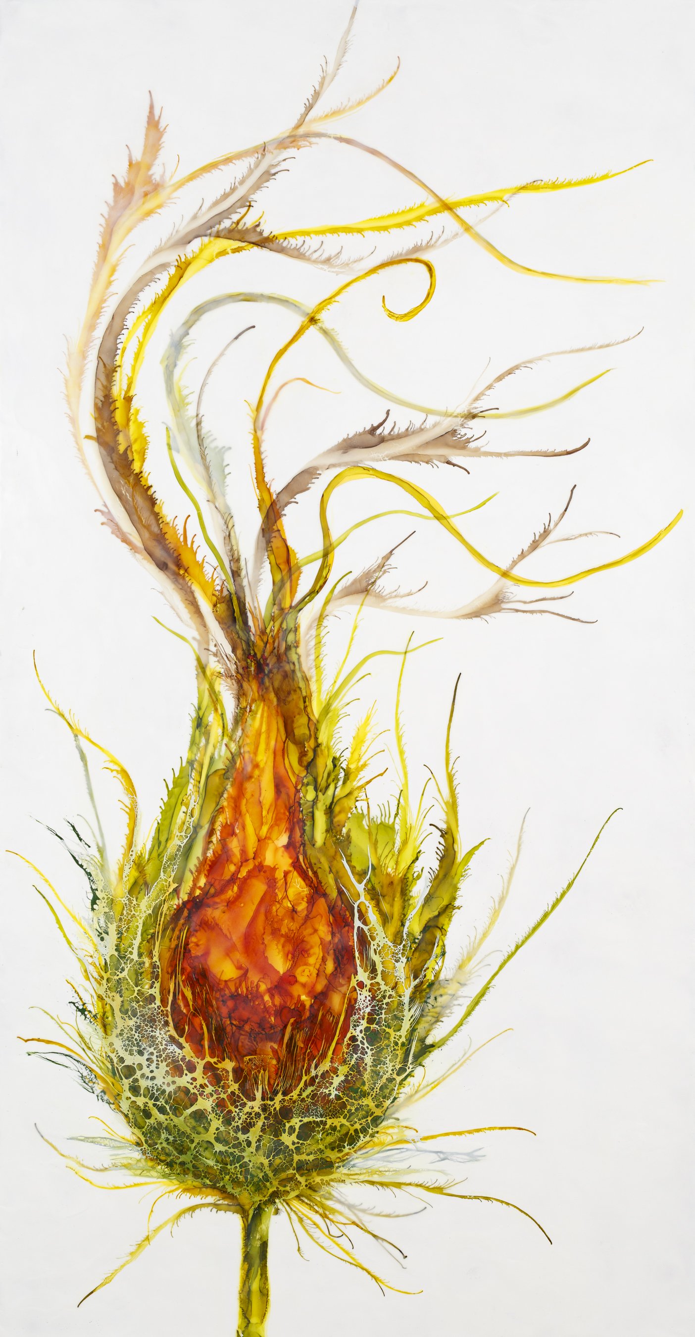 Soar To High Heights  50" x 26" encaustic & mixed media on panel   SOLD