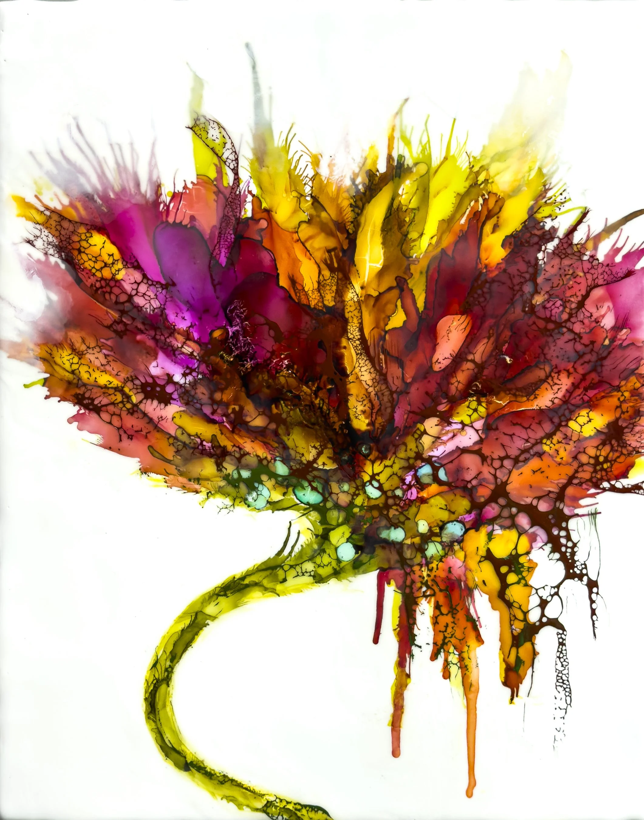 Dizzy Dancer 14" x 11"  encaustic & mixed media on panel   SOLD