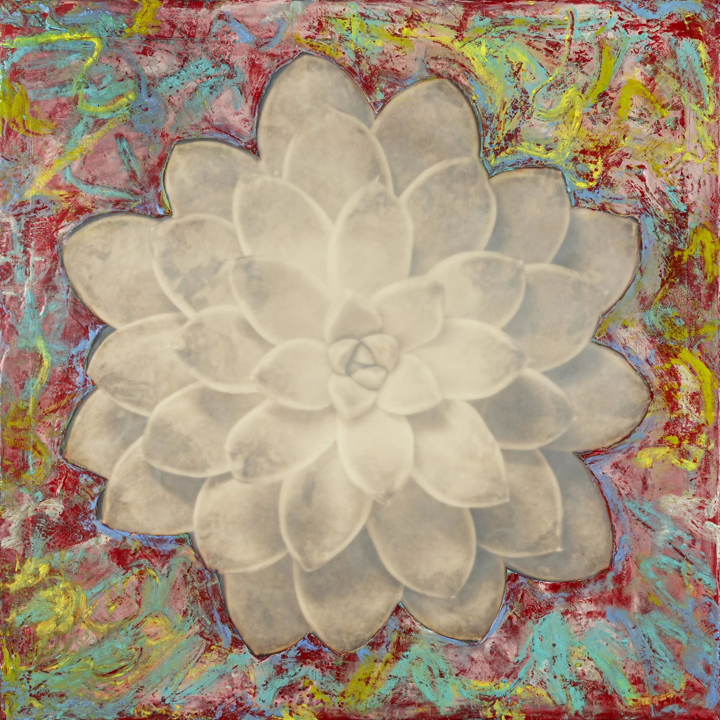 Let's Get Raunchy  33" x 33" Photo Encaustic on wood panel   SOLD