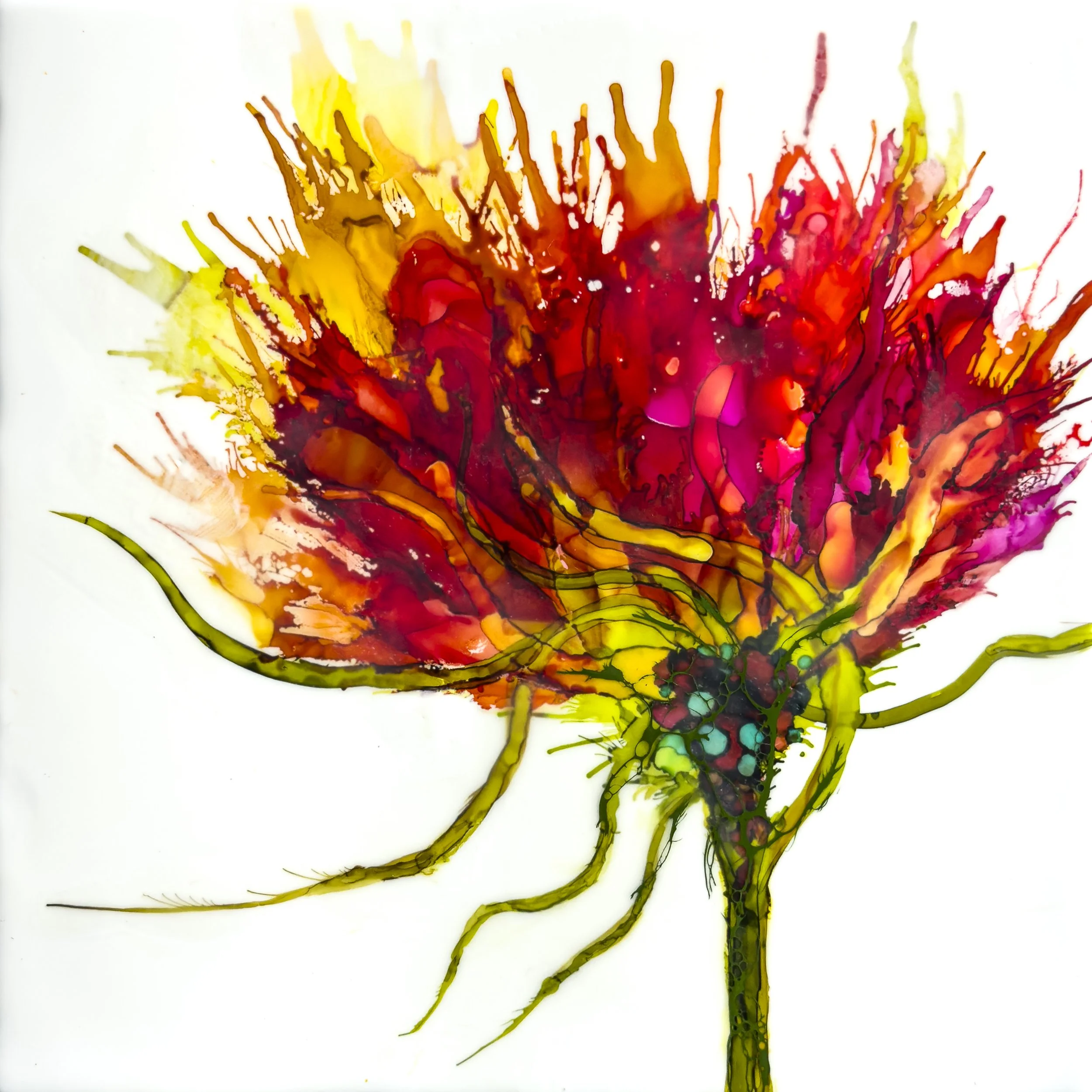 Wild As The Wind  10" x 10" encaustic & mixed media on panel  sold