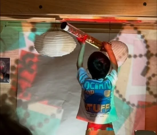 Welcome to the Room 3 Light Lab!

The space under the Room 3 loft has become a Light Lab, a gathering spot to explore light, shadow, colors, transparency and loose parts.

The Light Lab further enriches children&rsquo;s dramatic play scenarios with t