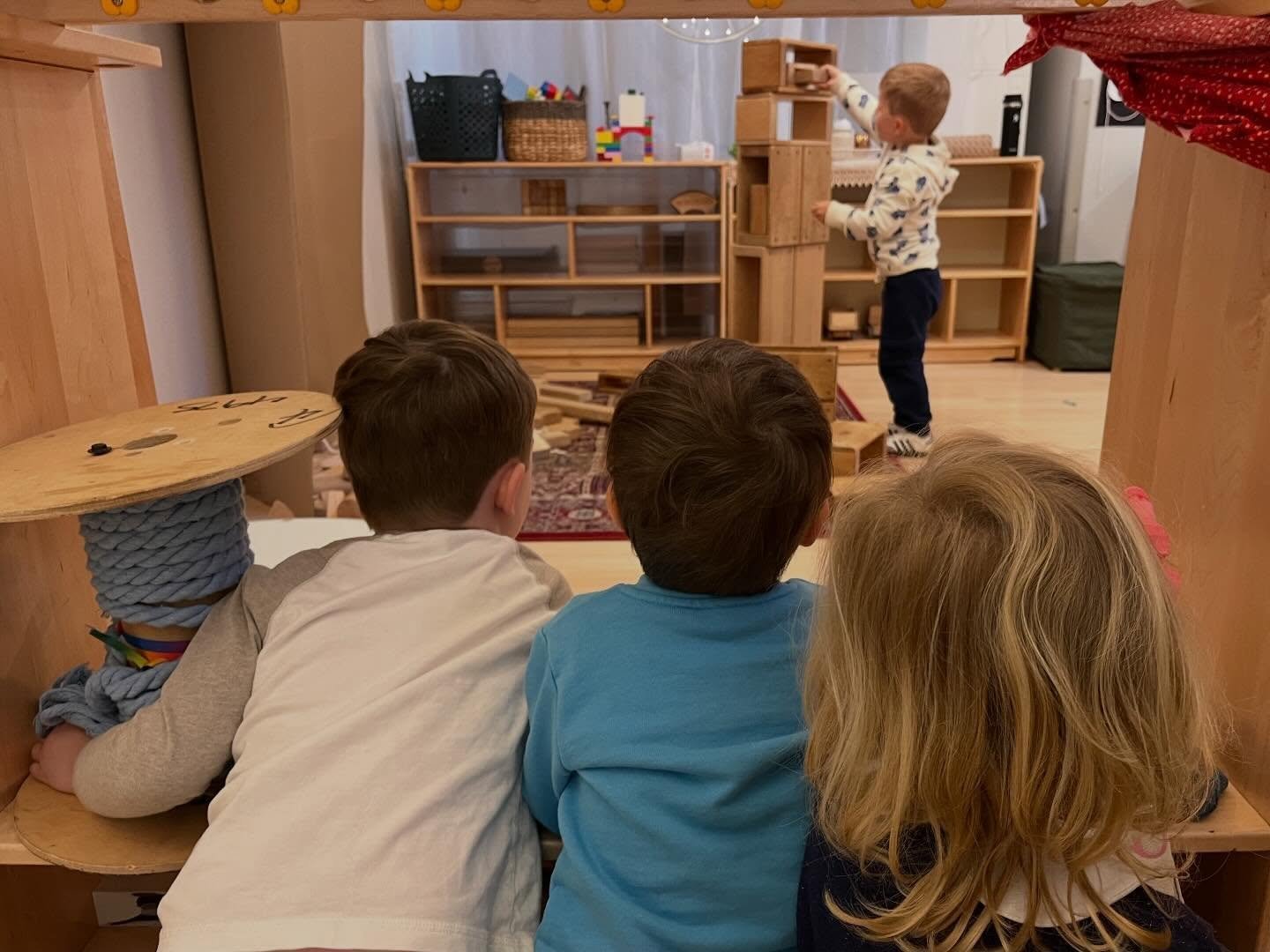 We noticed a group of children in Room 7 enjoy knocking over tall buildings. While this transformation play schema is often mistaken for destruction, we can understand this repeated behavior as a line of exciting inquiry with cause/effect, force, and