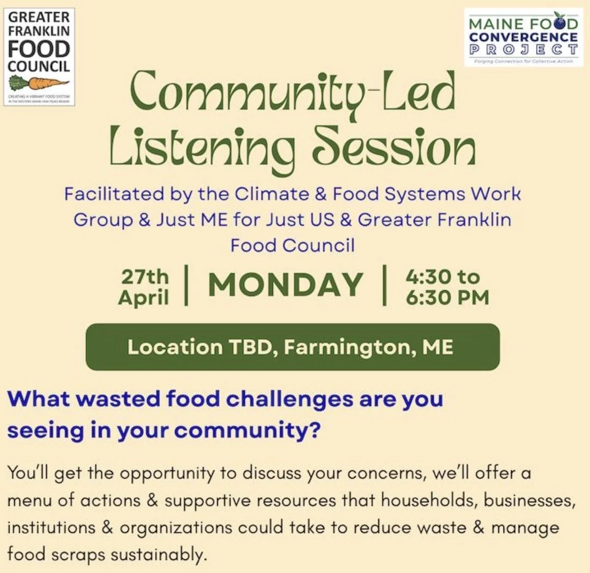 Farmington Wasted Food Listening Session