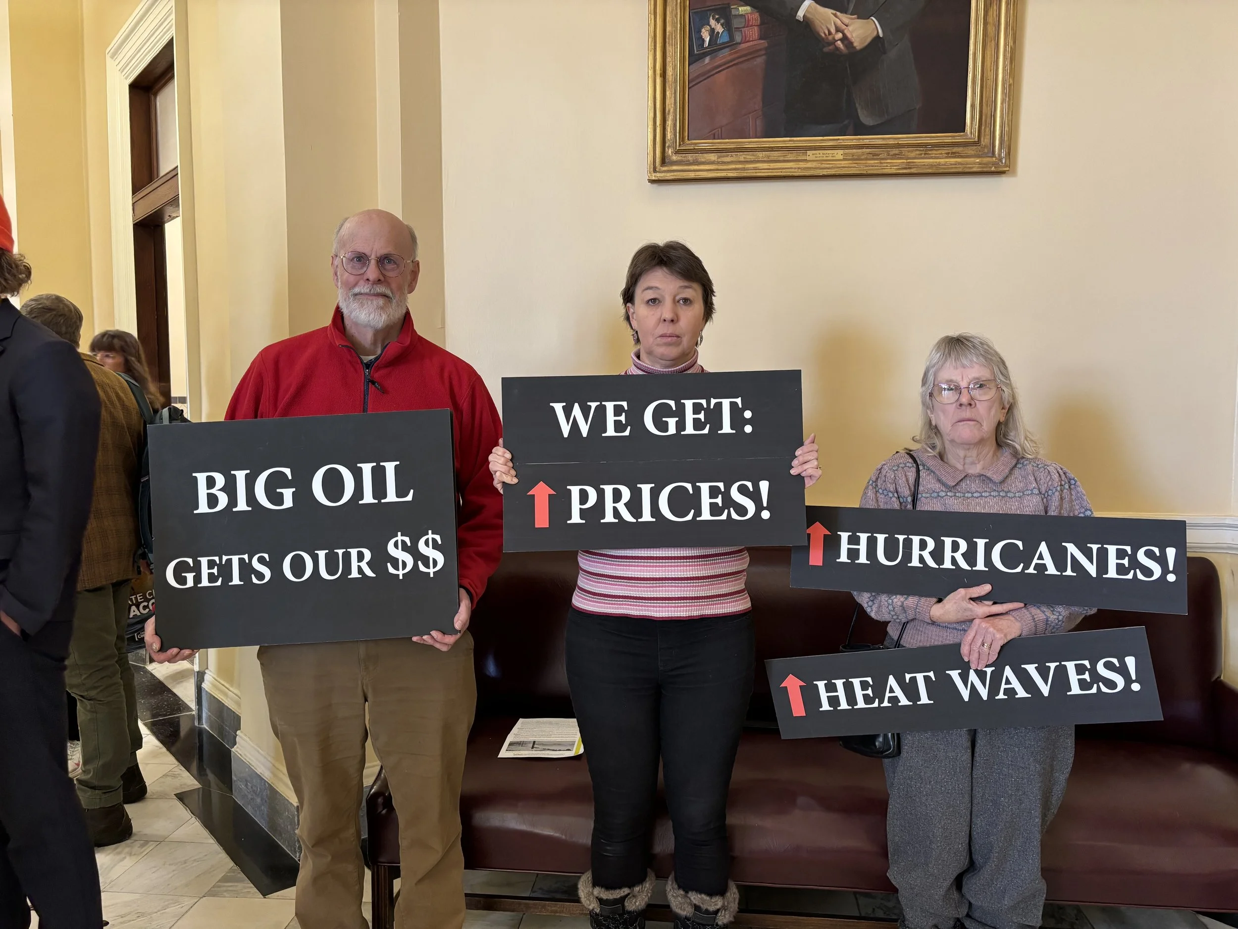 Protesters at State House want big oil to pay for Maine climate damages