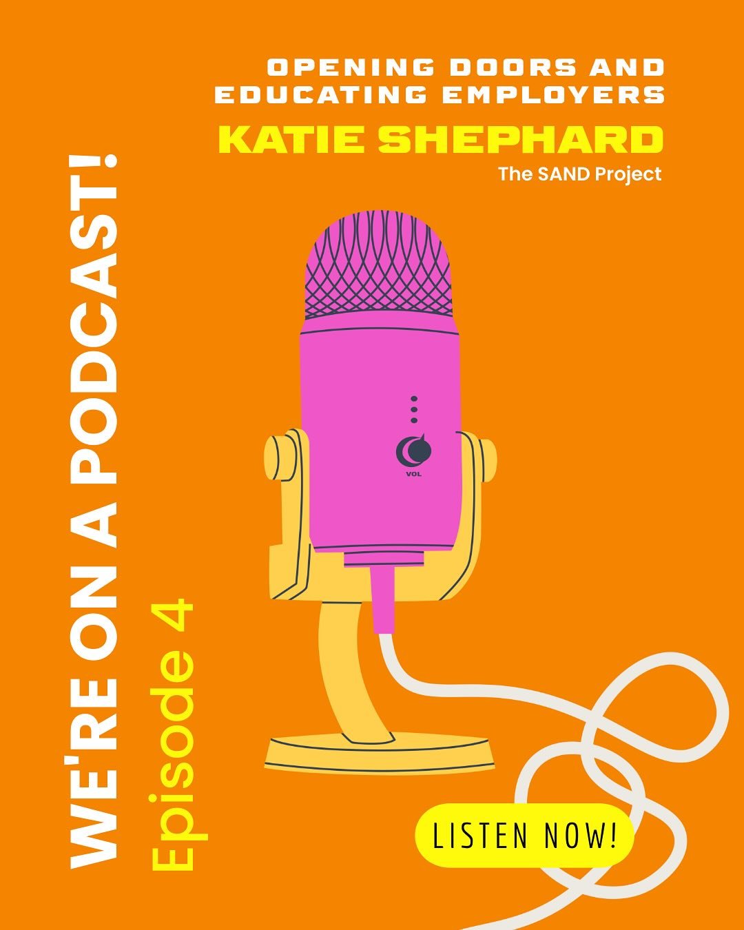 Careers, inclusive employment and opportunity on this latest podcast interview! 

🎧 Listen in to Episode 4 featuring Katie Shephard.

Katie is our Work Engagement Lead at SAND and In this episode she talks about her role encouraging businesses to em