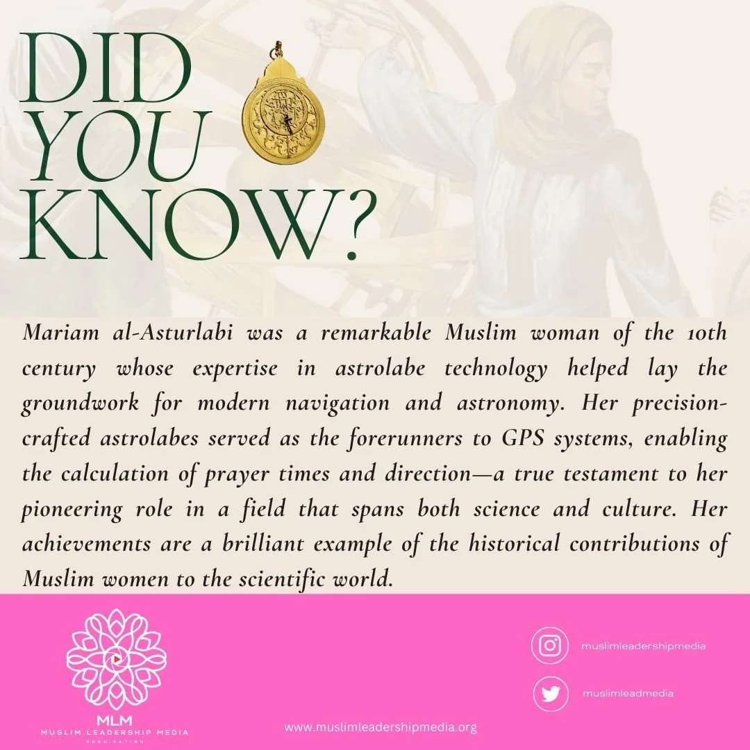 🌌✨ Meet Mariam al-Asturlabi, the 10th-century Muslim woman whose genius in astrolabe creation pioneered advancements in both #navigation and #astronomy. Her work provided an early foundation for the GPS systems and telescopes we rely on today. Born 