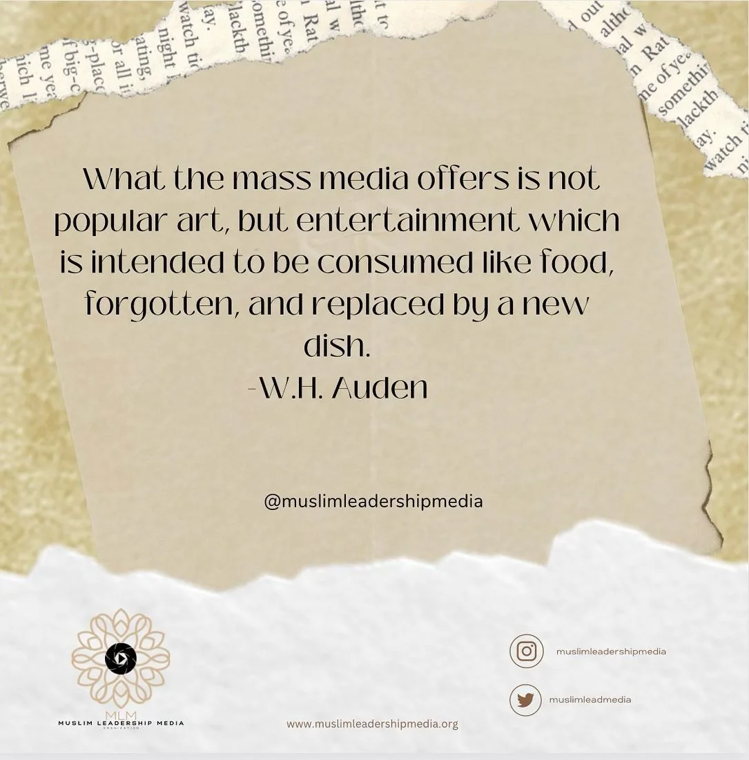 Modern day entertainment is just a waste of time. As it was stated it is something to be consumed and forgotten. As Muslims, when we watch entertainment, we should aim to watch things that will benefit us in some way. Remember we always should think 