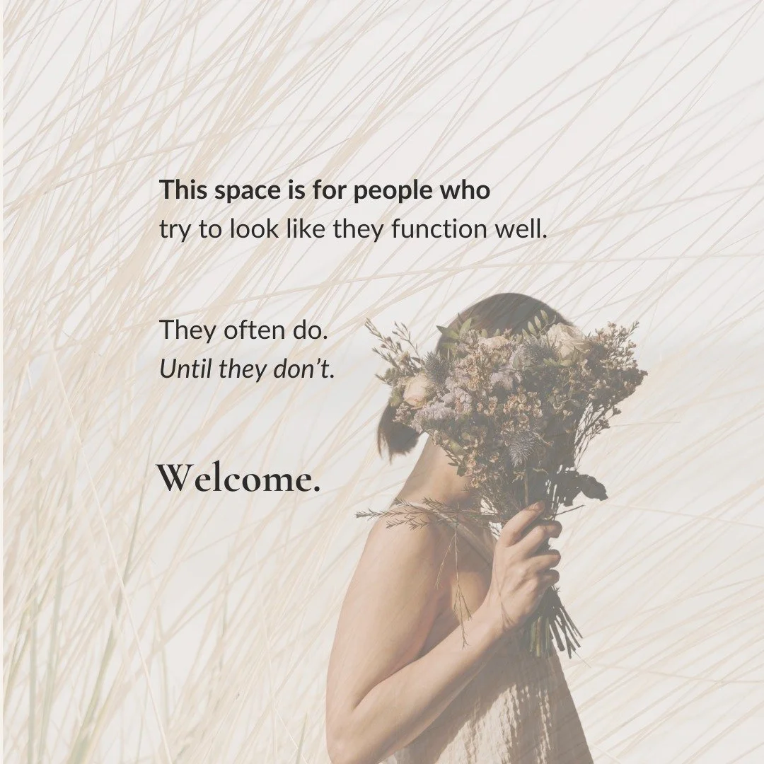 This space is for people who
try to look like they function well.

They often do. 
Until they don&rsquo;t. 

Welcome.