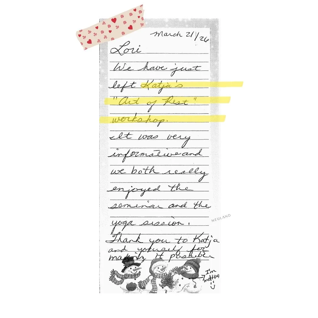 I received this very sweet #ThankYouNote after last Saturday's workshop &ldquo;The Art of Rest&rdquo; at the @wellnessinstitute. I am sharing this because ...

... it's great to get positive feedback (oh yes!), but first and foremost, to show that of