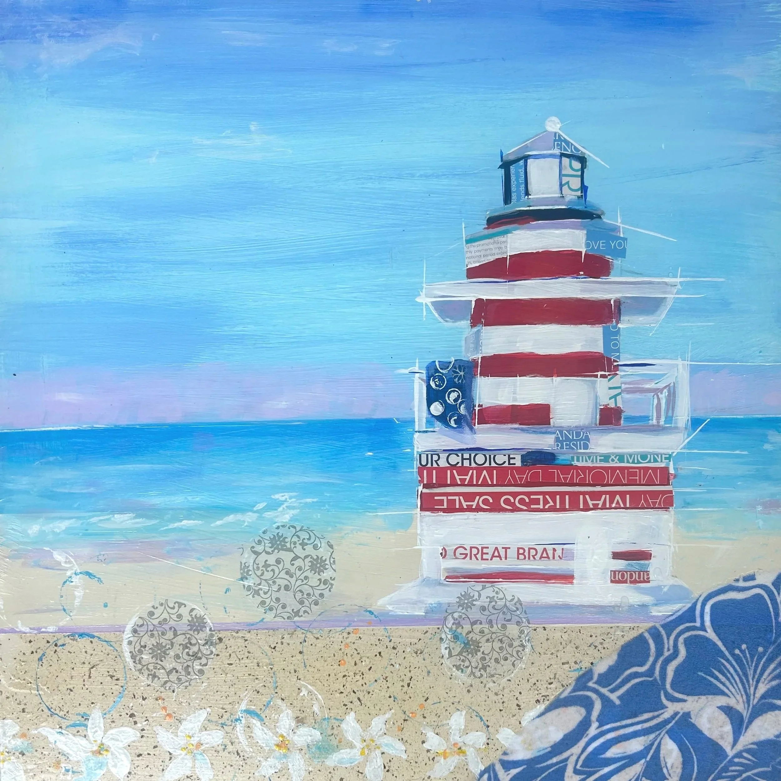 "Red, White & Blue" mixed media 20"x20" $700
