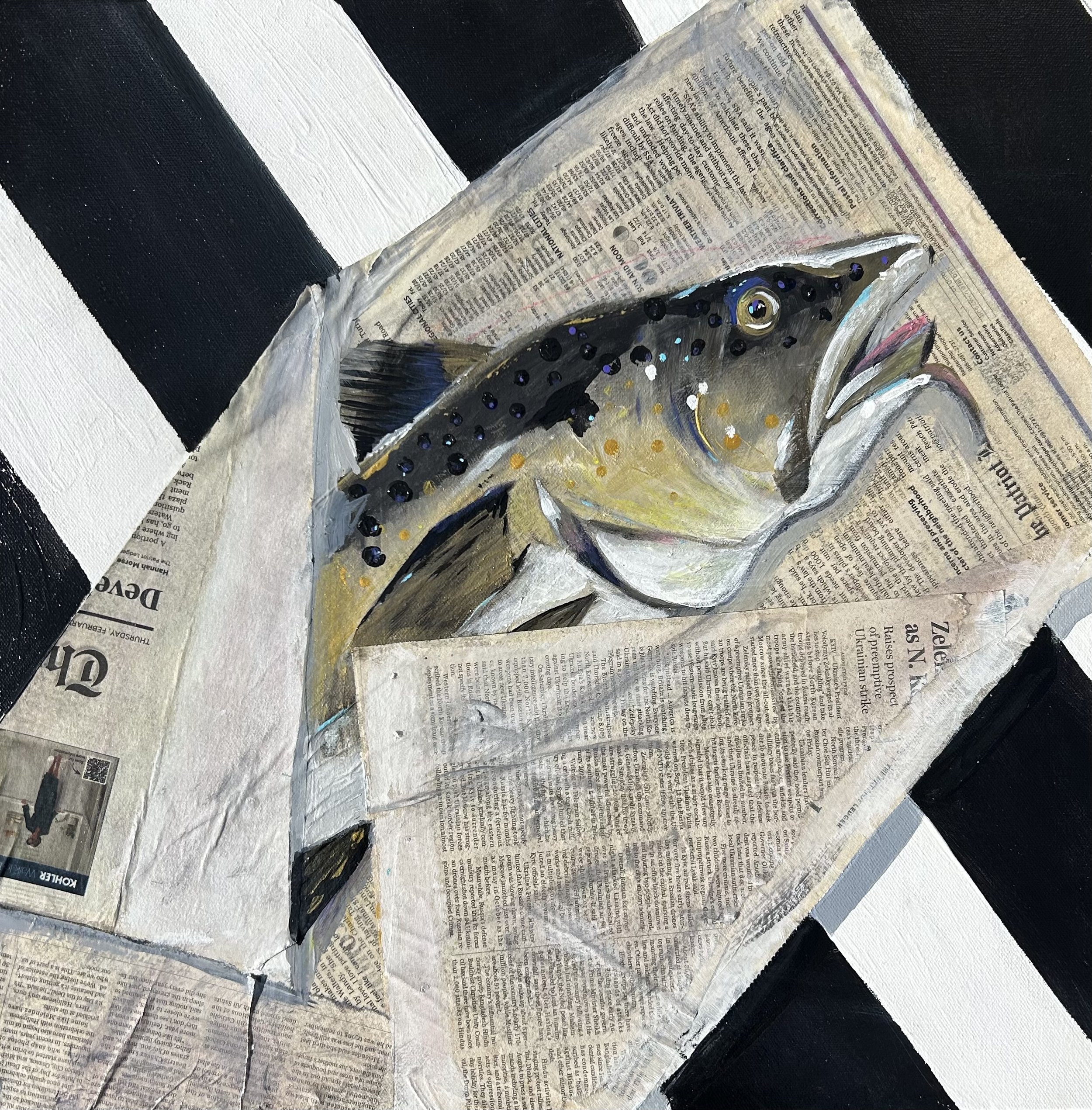 "Fresh Catch" mixed media 20"x20"  $500
