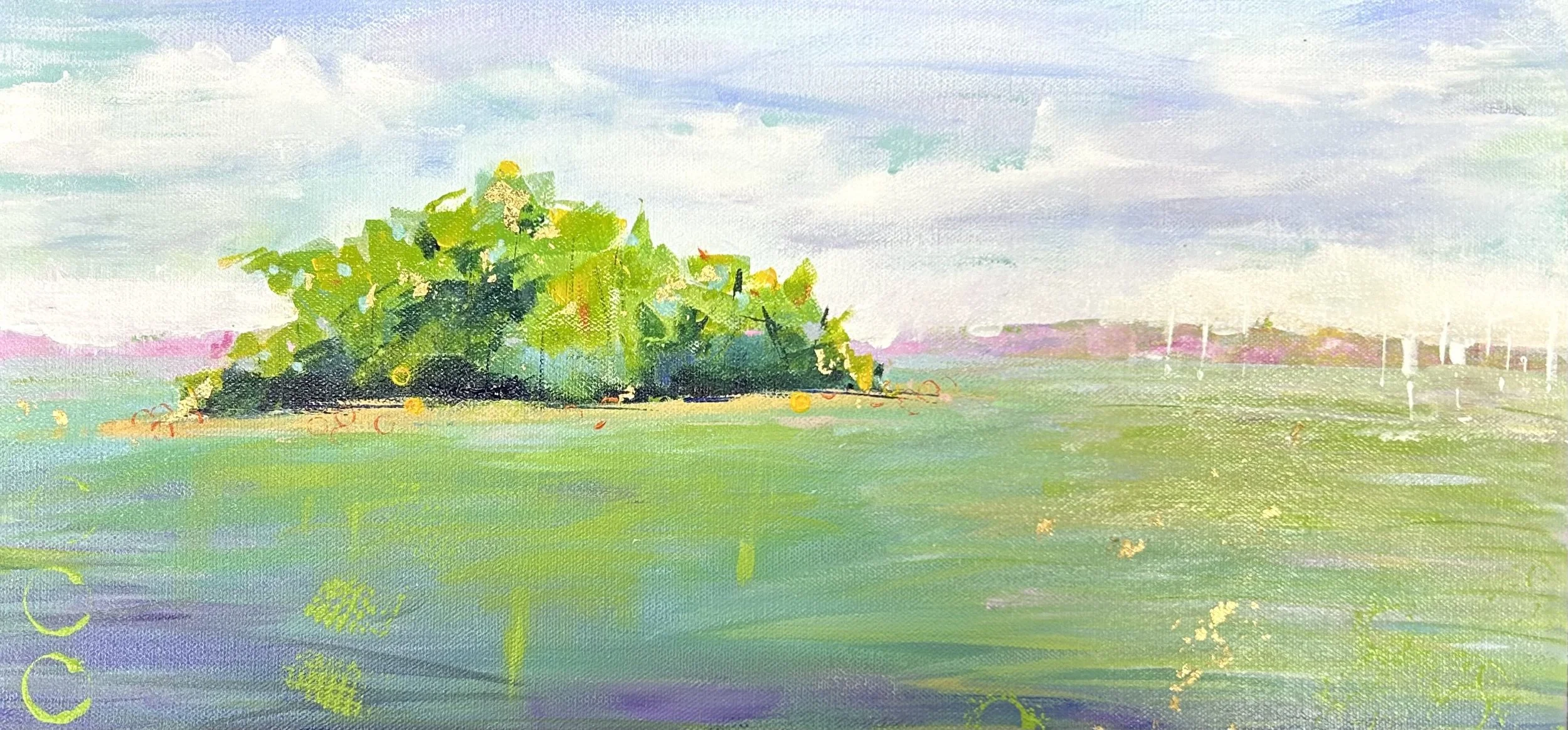 "Button Island" acrylic 10"x20" $600.